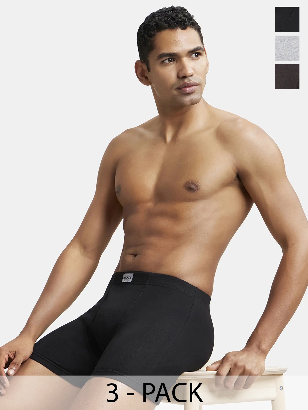 

Jockey Pack of 3 Super Combed Cotton Rib Boxer Brief with Ultrasoft Waistband-8008, Black