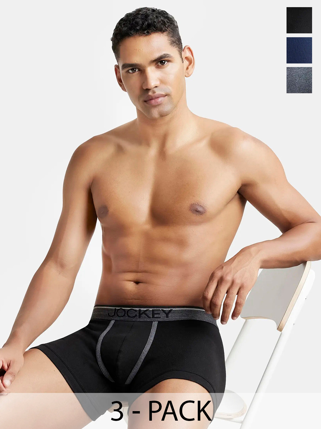 

Jockey Pack of 3 Super Combed Cotton Rib Boxer Brief with Ultrasoft Waistband-8009, Black