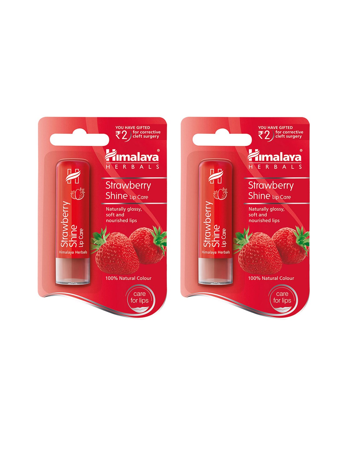 

Himalaya Set of 2 Strawberry Shine Lip Care - 4.5g each, Red
