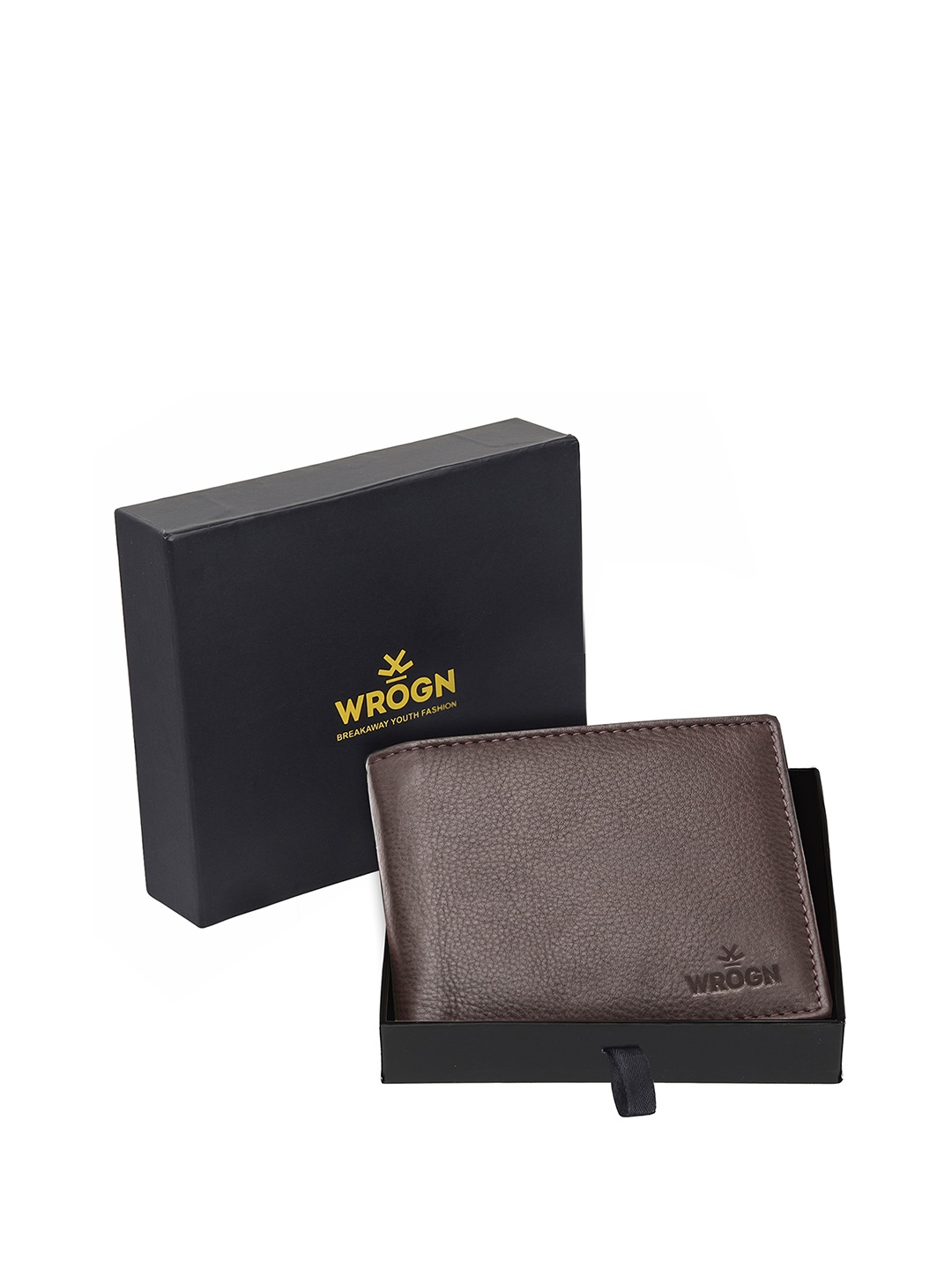 

WROGN Men Leather Two Fold Wallet, Brown