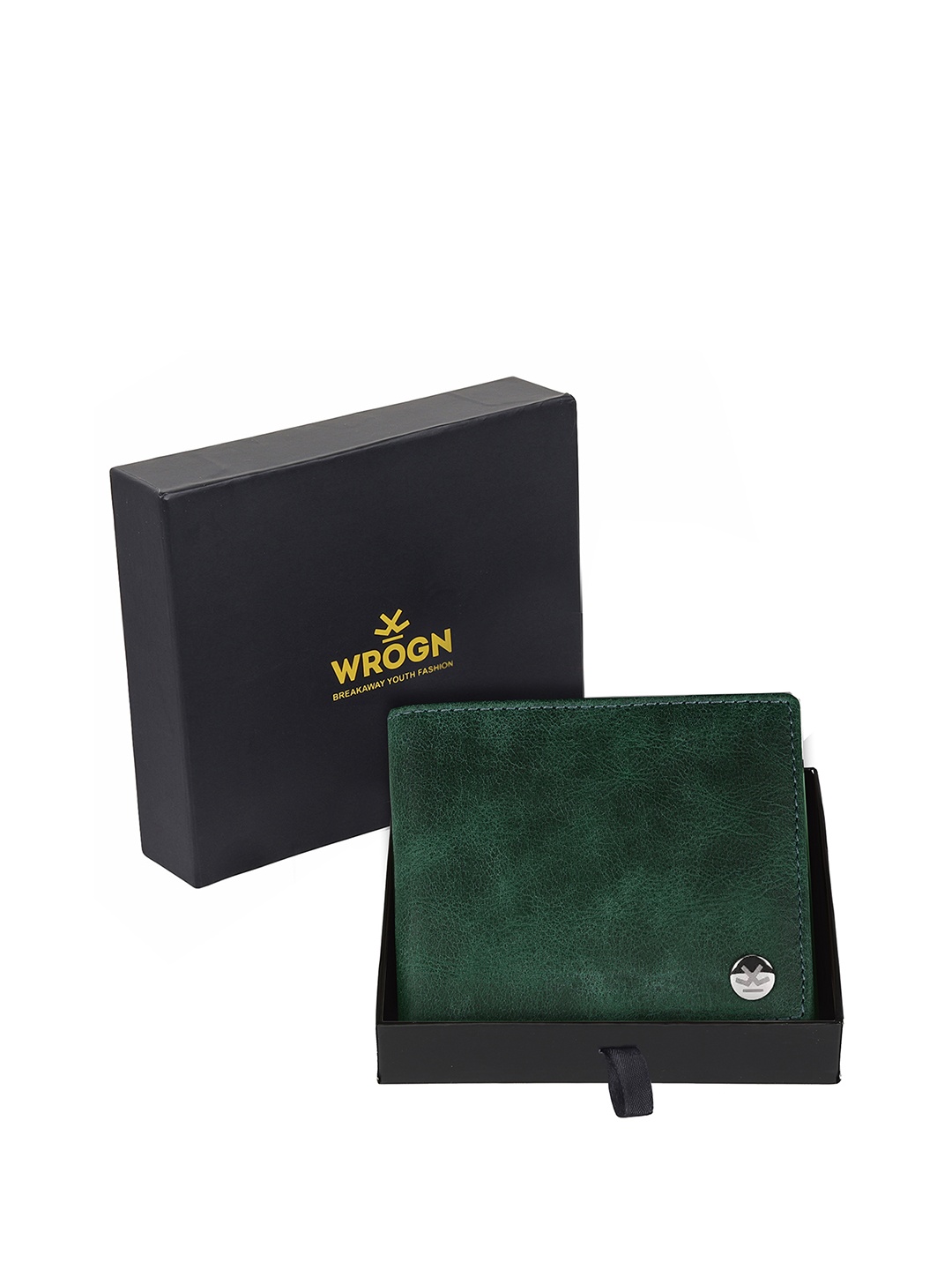 

WROGN Men Leather Two Fold Wallet, Green