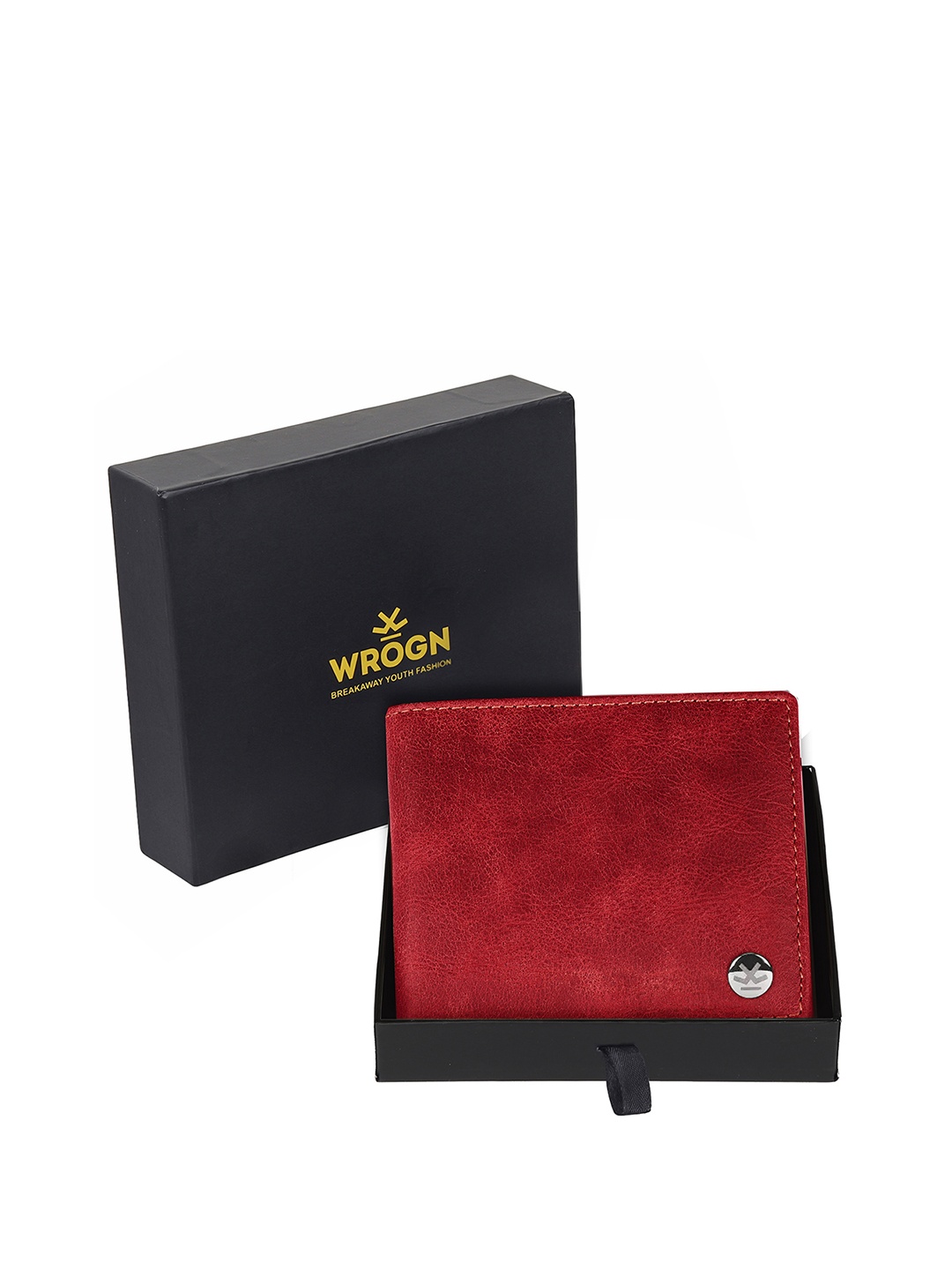 

WROGN Men Leather Two Fold Wallet, Red