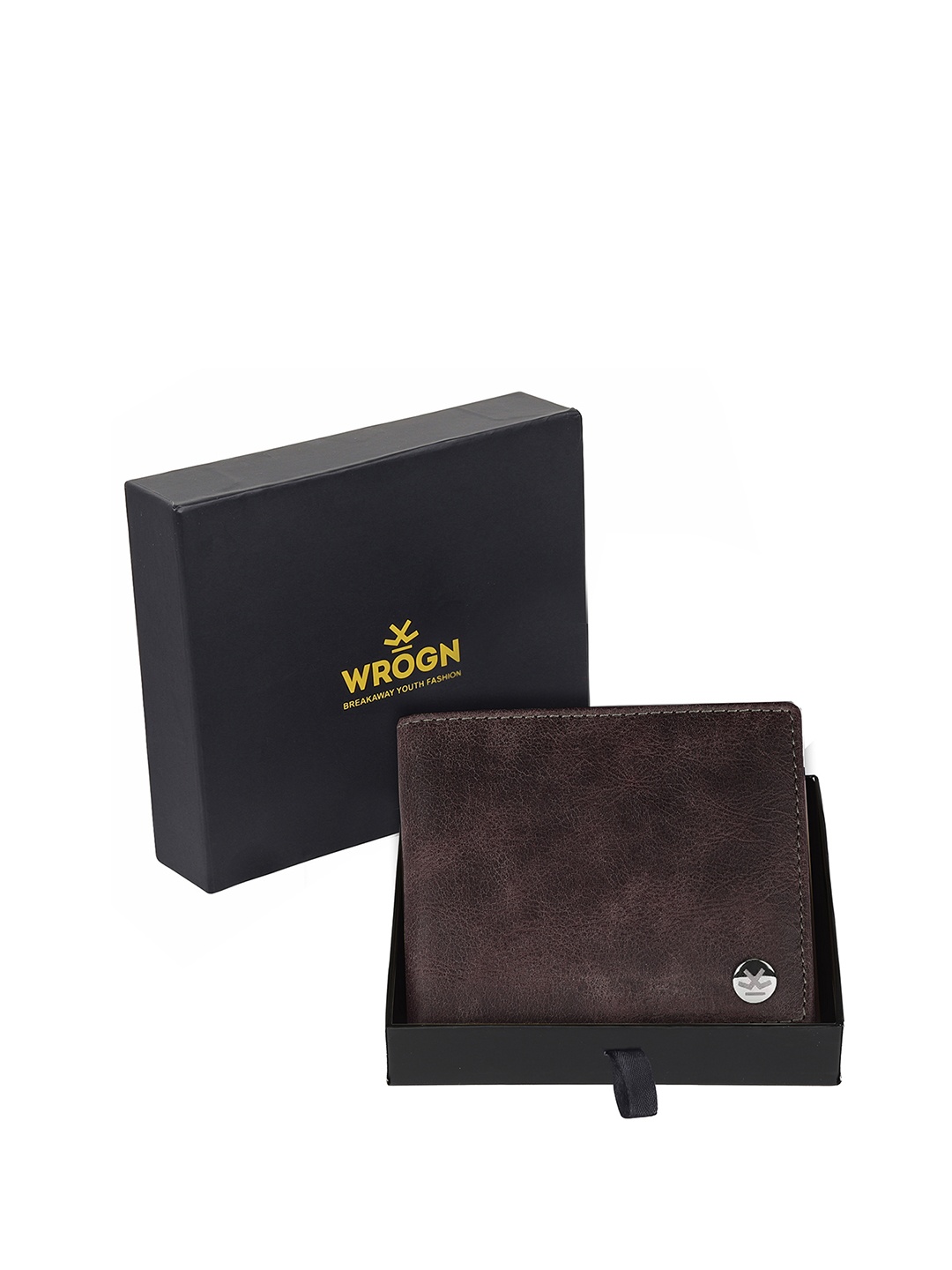 

WROGN Men Leather Two Fold Wallet, Brown
