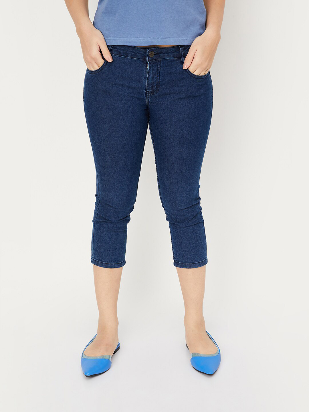 

max Women Mid-Rise Capris, Navy blue