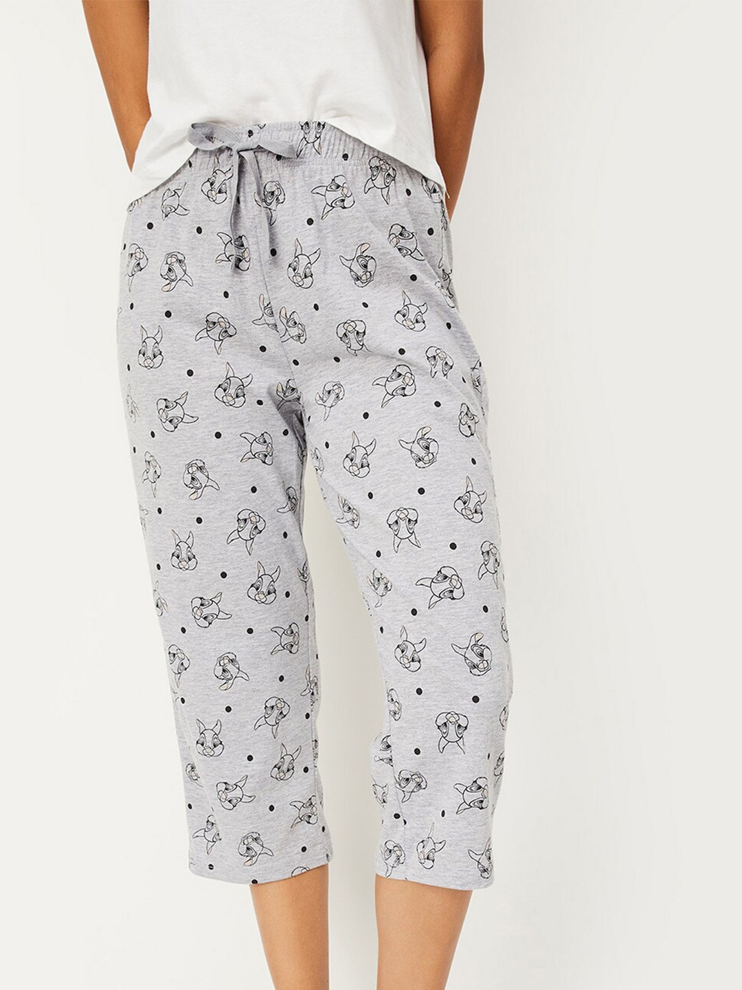 

max Women Printed Mid-Rise Capris, Grey melange