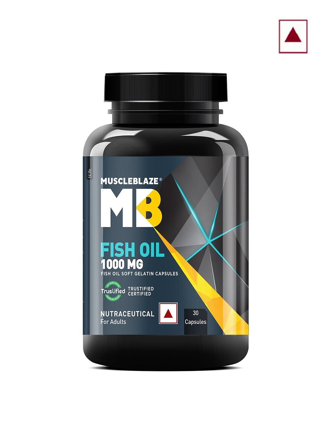 

MuscleBlaze Omega 3 Fish Oil 1000mg Capsules - 30 Softgel Capsules, Black