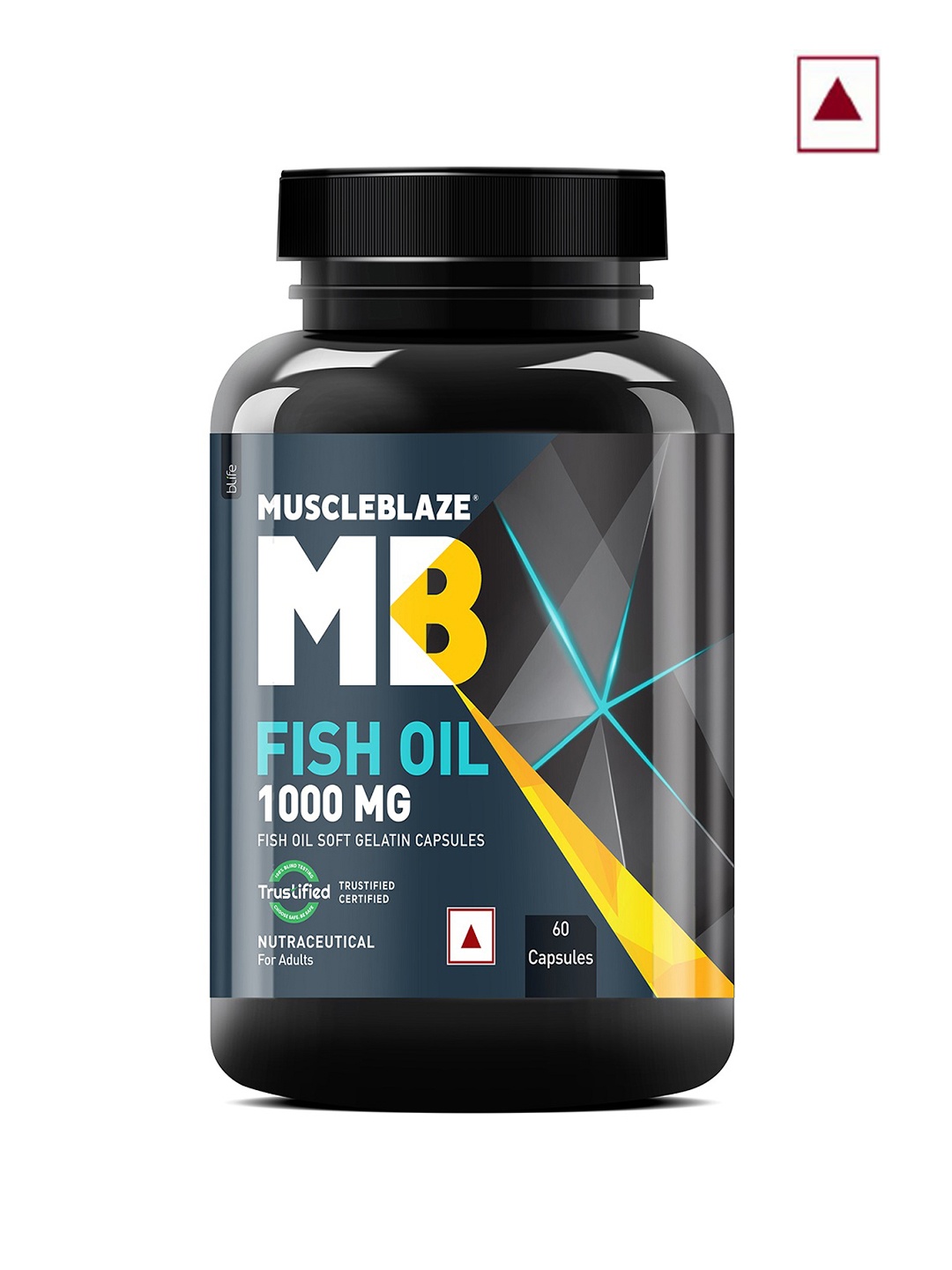 

MuscleBlaze Omega 3 Fish Oil 1000mg Capsules - 60 Softgel Capsules, Grey