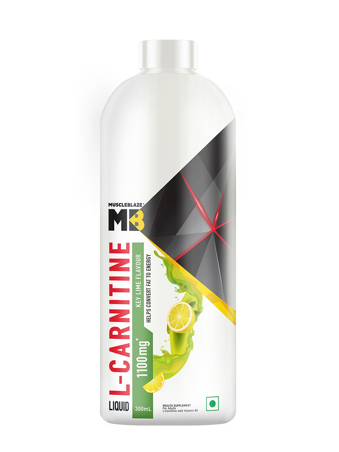 

MuscleBlaze Liquid L-Carnitine Helps Convert Fat Into Energy - Lemon Lime Flavour - 300ml, Black