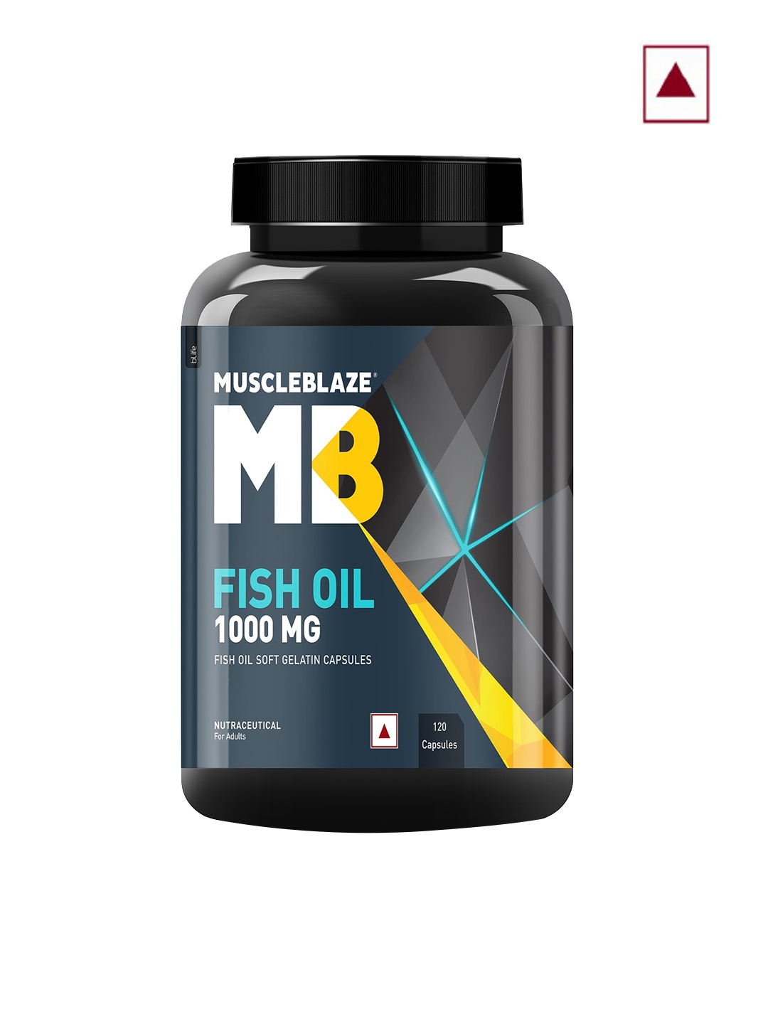 

MuscleBlaze Omega 3 Fish Oil 1000mg Capsules - 120 Softgel Capsules, Black