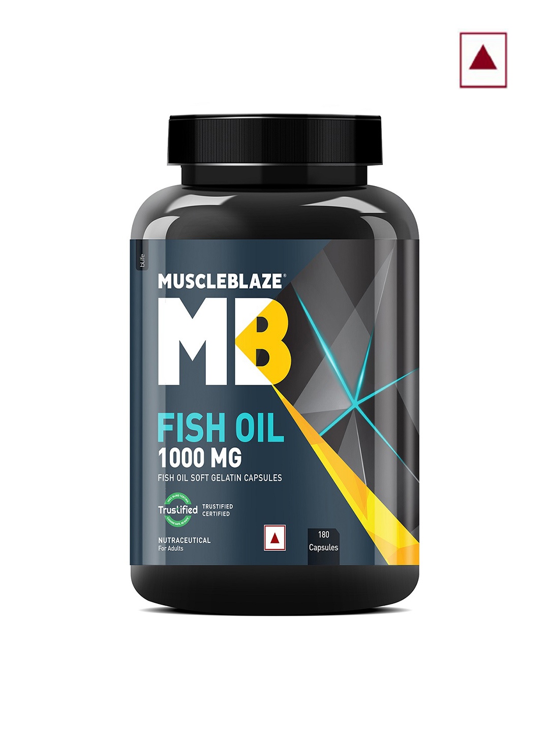

MuscleBlaze Omega 3 Fish Oil 1000mg Capsules - 180 Softgel Capsules, Black