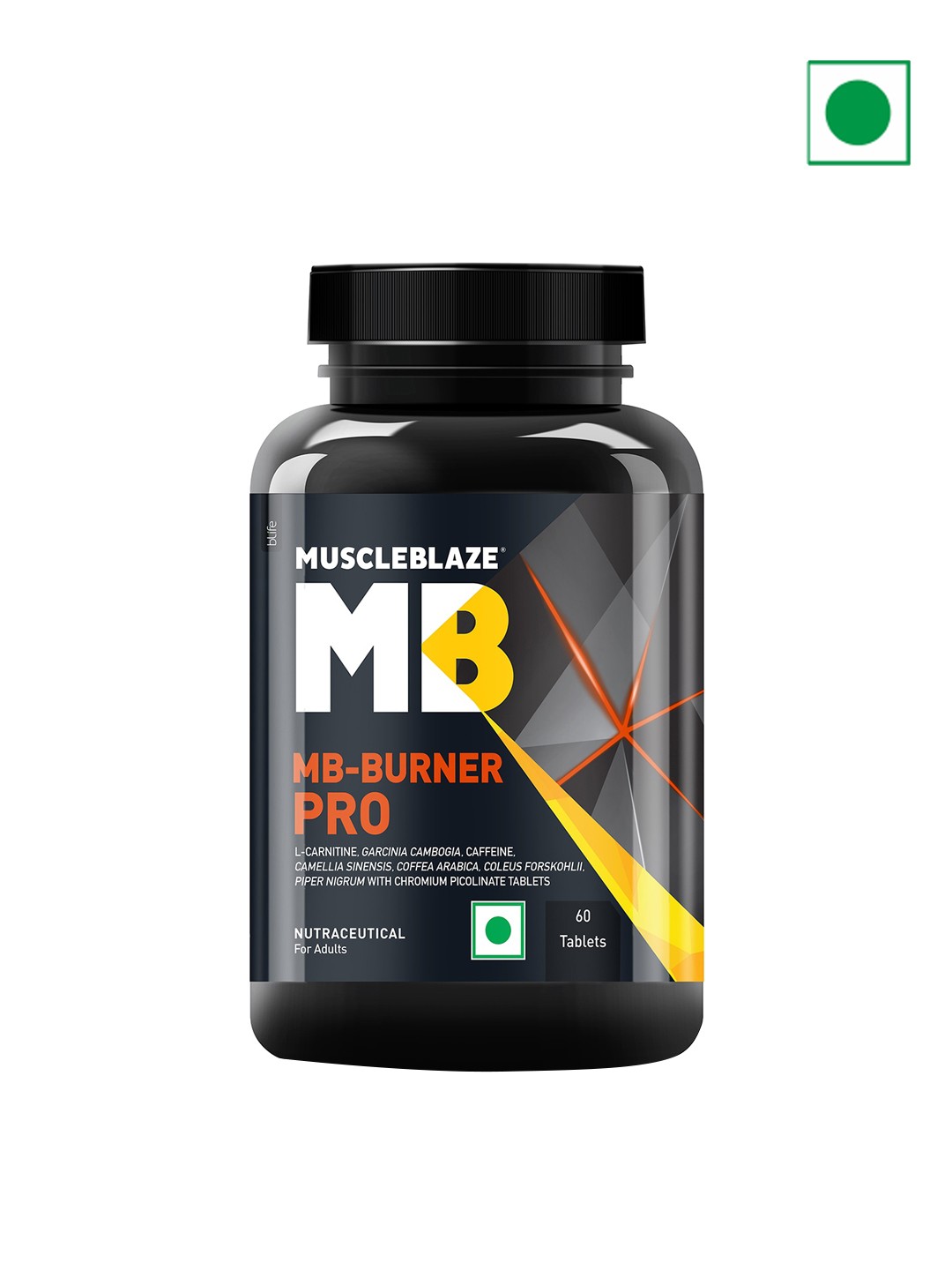 

MuscleBlaze MB-Burner Pro L-Carnitine & Caffeine - 60 Tablets, Black