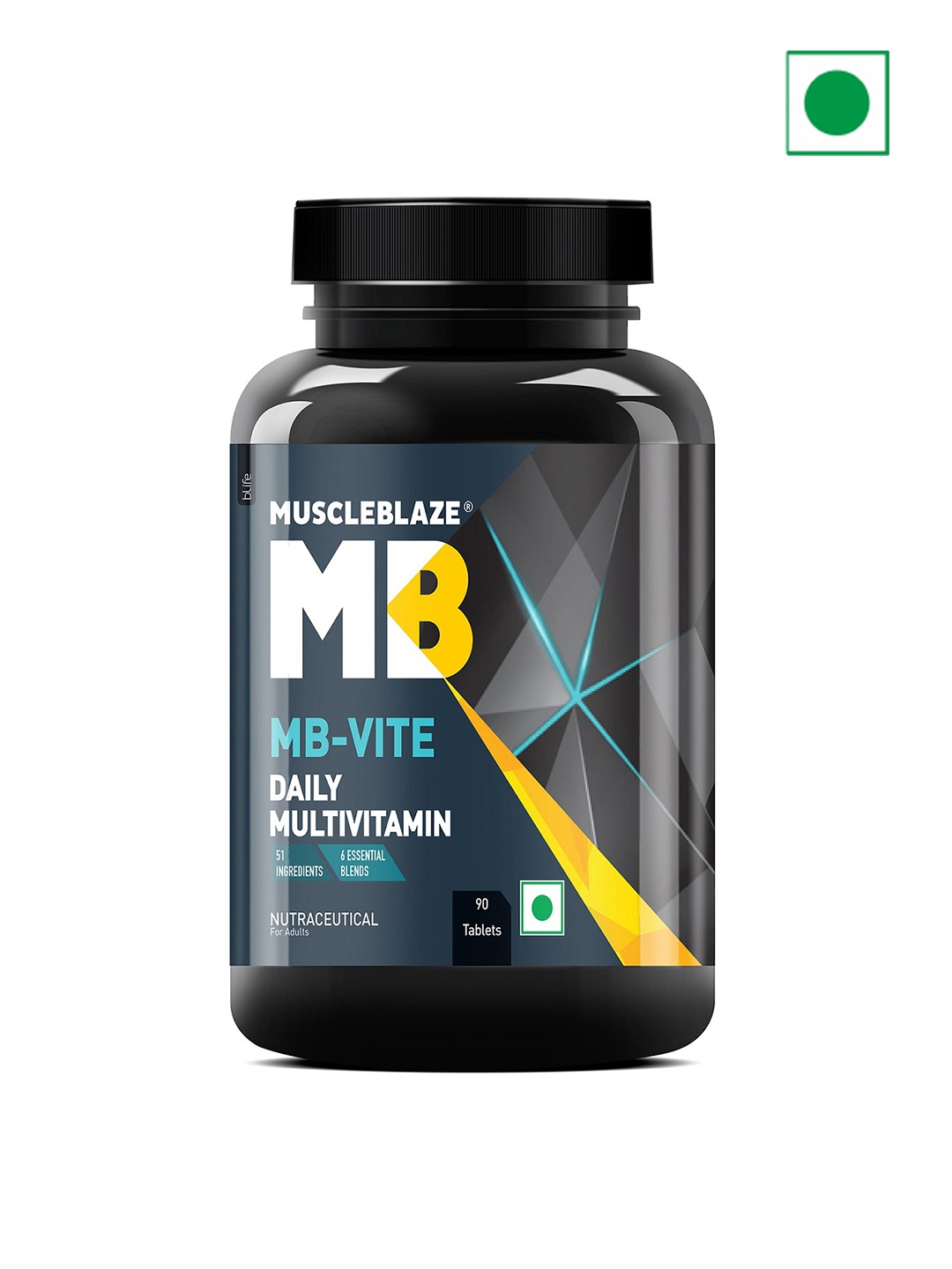 

MuscleBlaze MB-Vite Daily Multivitamin With 51 Ingredients 90 Tablets, Black