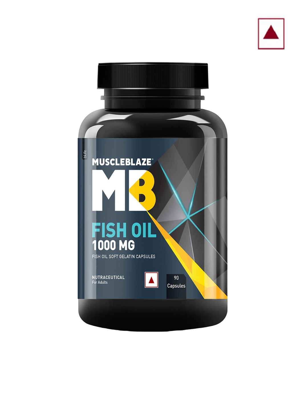 

MuscleBlaze Omega 3 Fish Oil 1000mg Capsules - 90 Softgel Capsules, Black