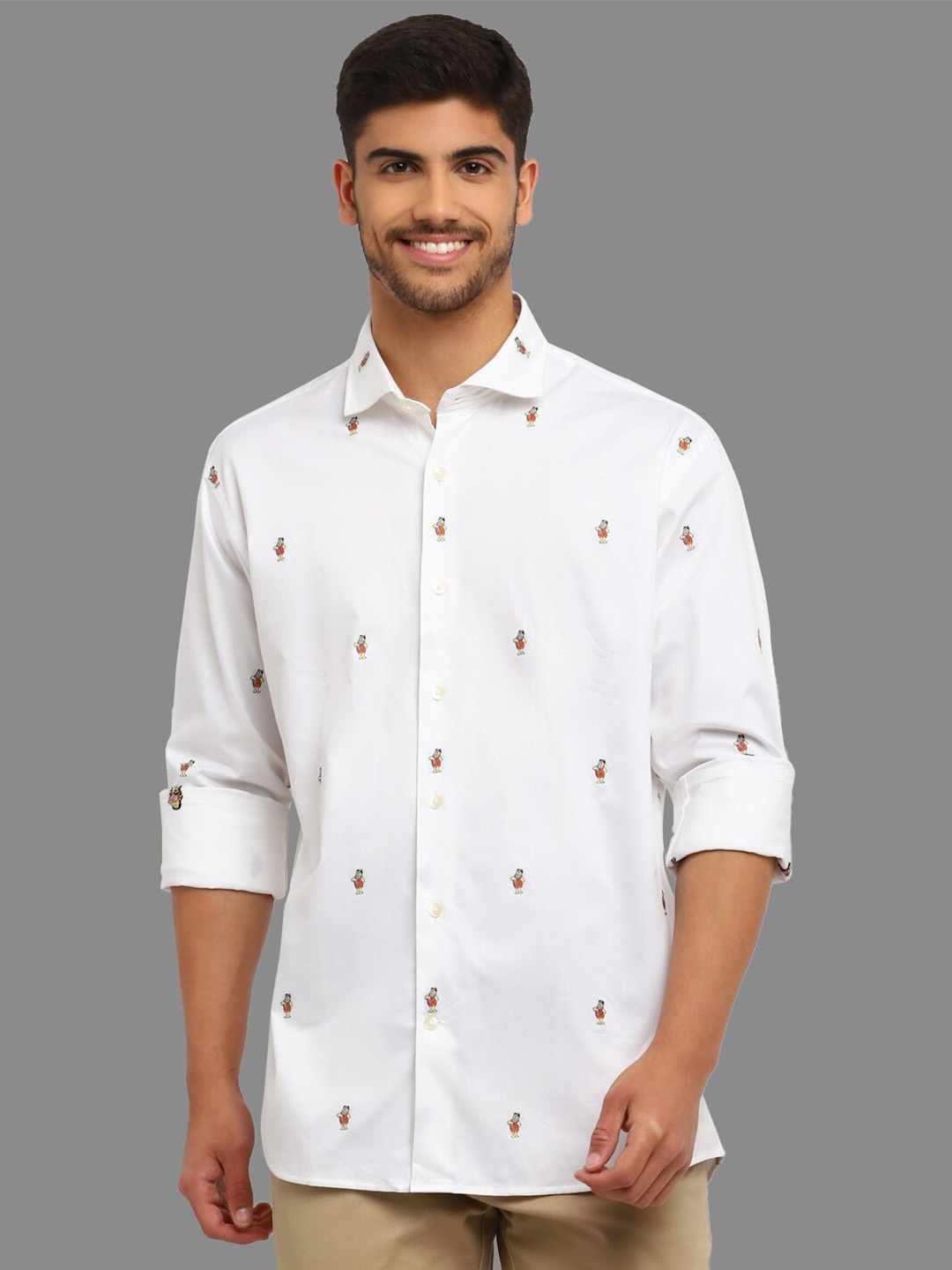 

Givo Smart Conversational Printed Cotton Shirt, White