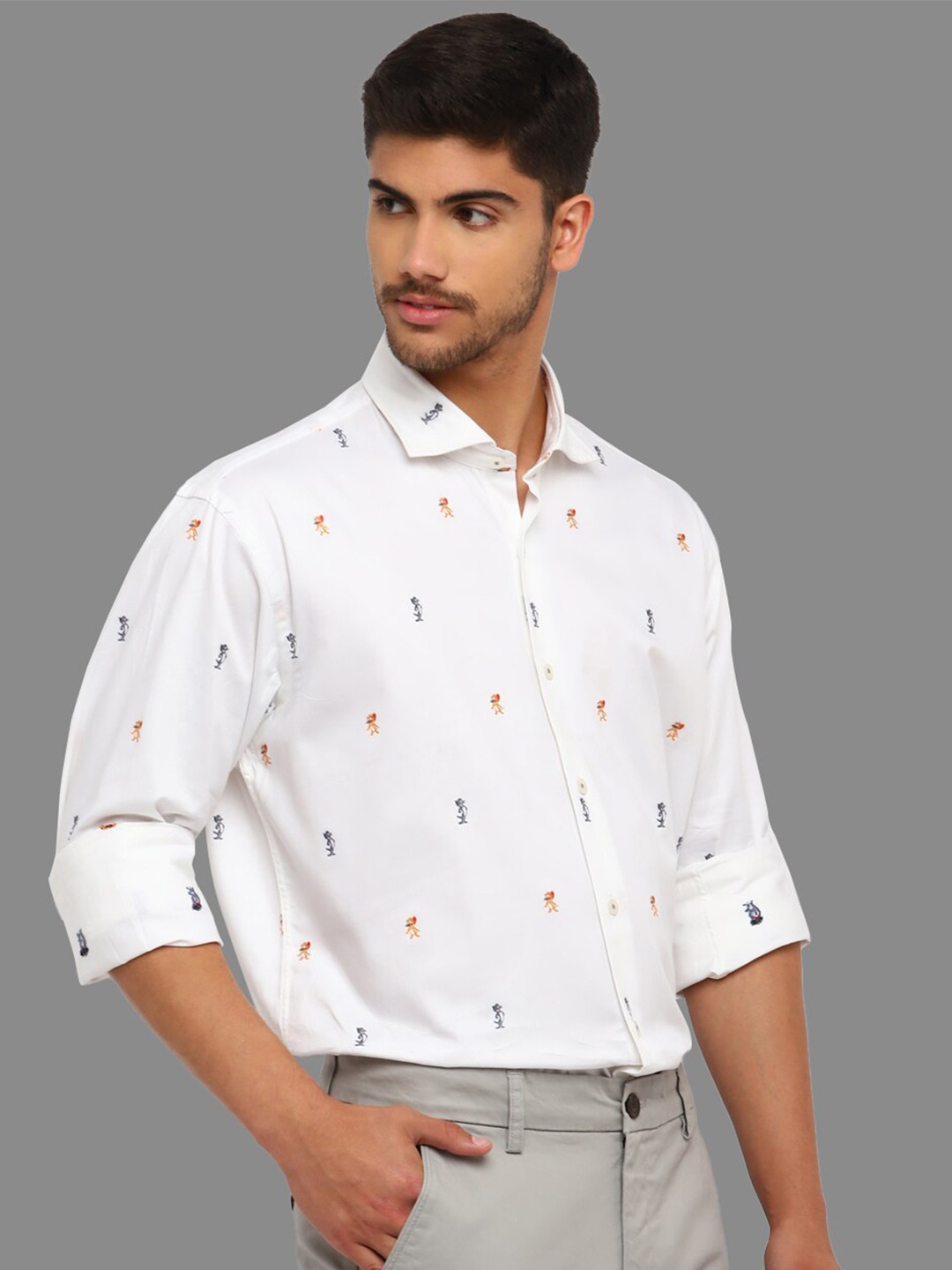 

Givo Smart Conversational Printed Cotton Shirt, White