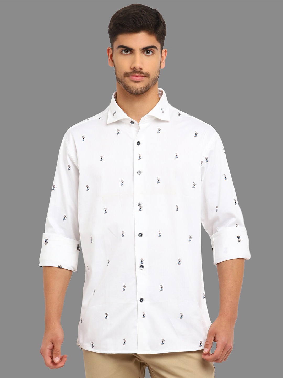 

Givo Smart Conversational Printed Cotton Shirt, White