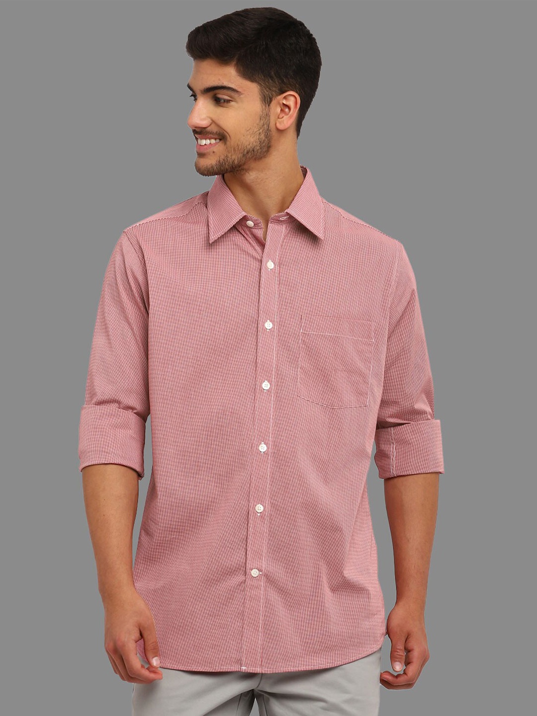 

Givo Men Pink Smart Micro Checks Opaque Checked Casual Shirt