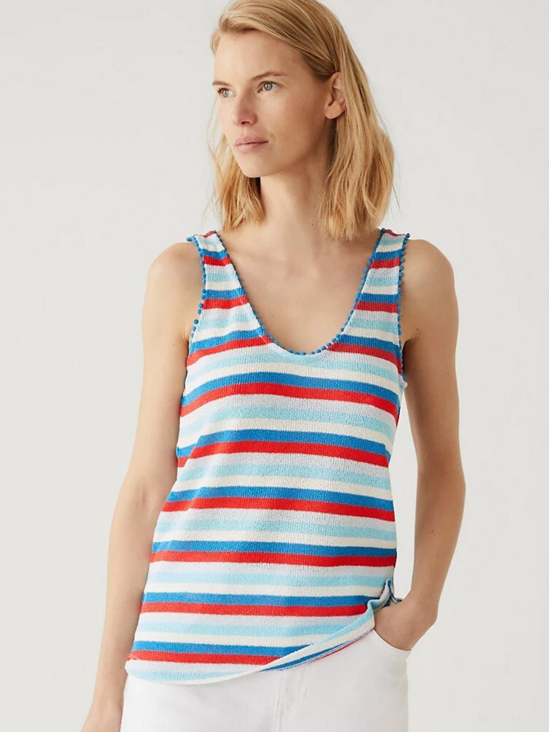 

Marks & Spencer Striped Tank Top, Blue
