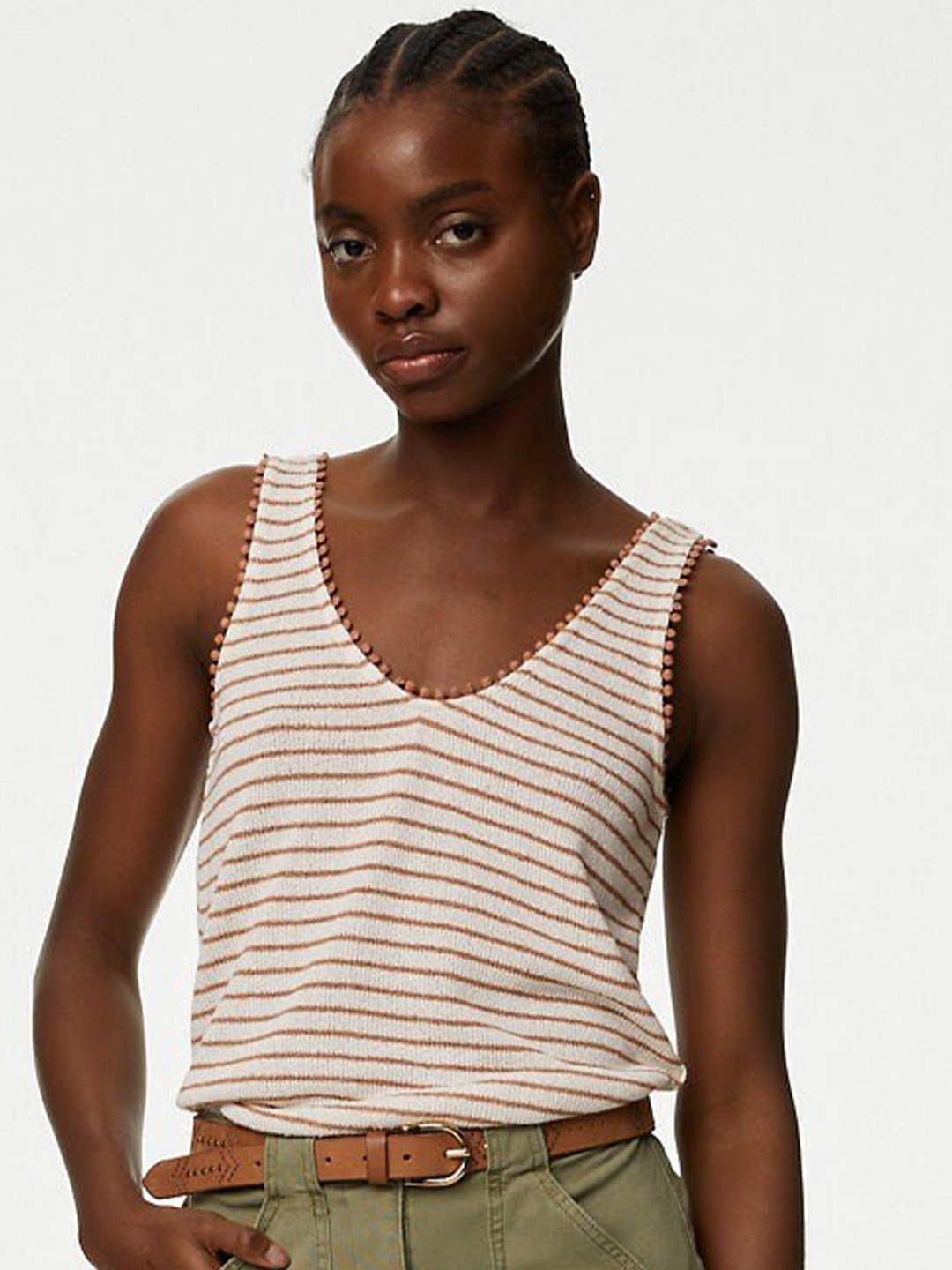 

Marks & Spencer Striped Crop Top, White