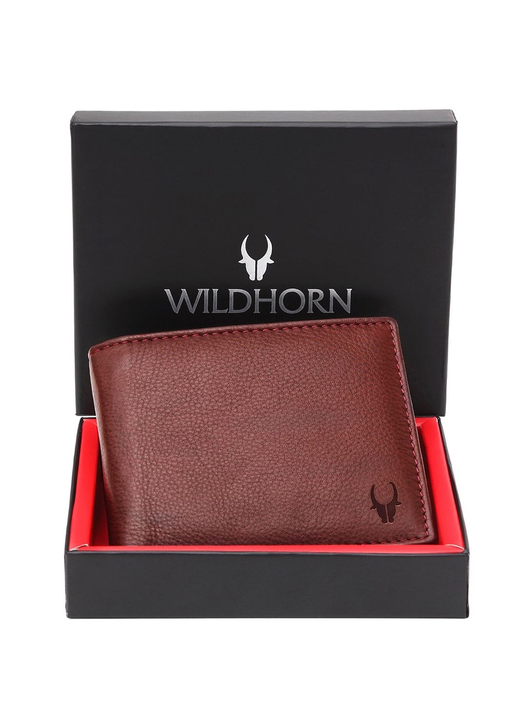 

WildHorn Men Leather Two Fold Wallet, Maroon