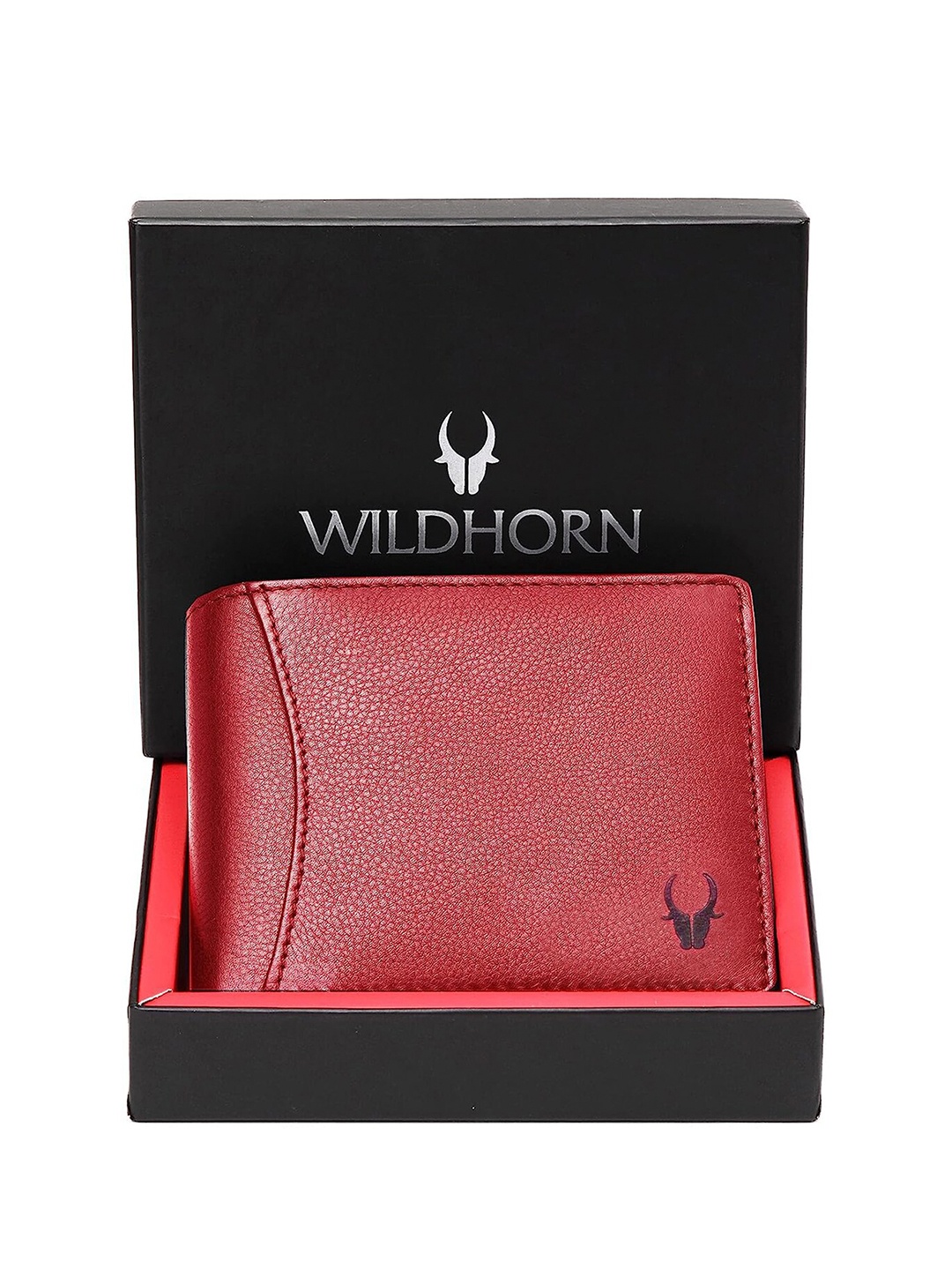 

WildHorn Men Leather Two Fold Wallet, Red