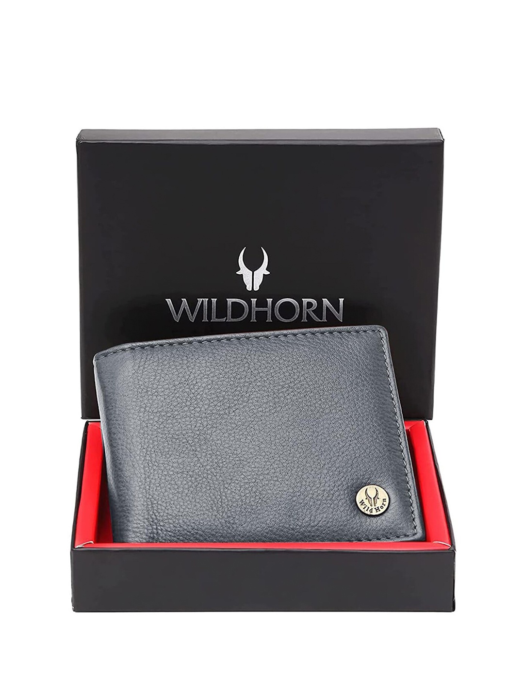 

WildHorn Men Leather Two Fold Wallet, Grey