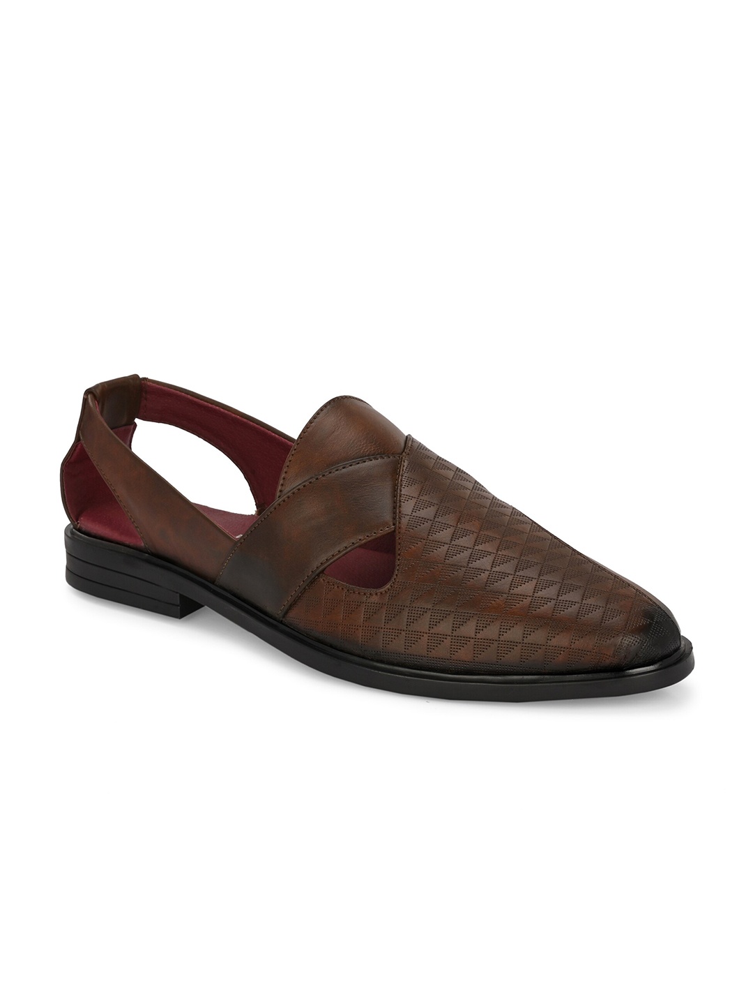 

Eego Italy Men Textured Ethnic Shoe-Style Sandals, Brown