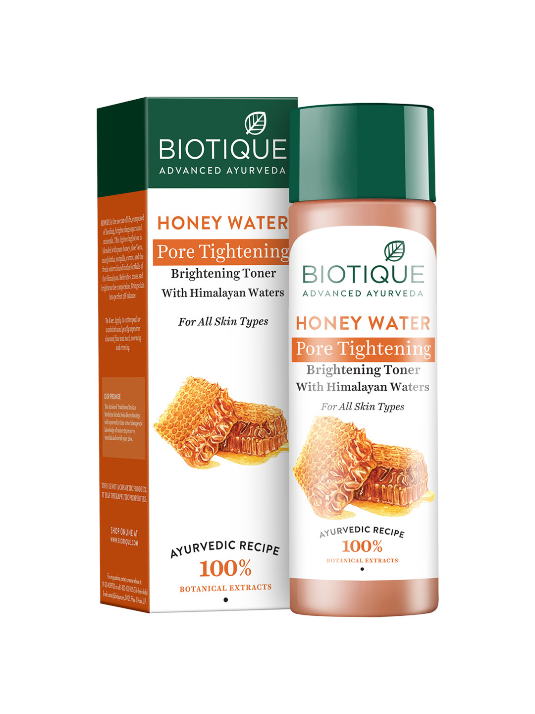 

Biotique Honey Water Pore Tightening Brightening Toner with Himalayan Waters - 120ml, White