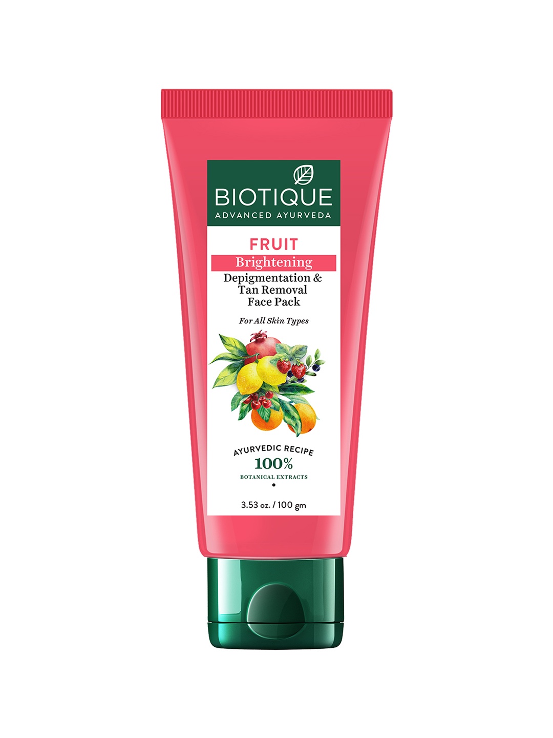 

Biotique Fruit Brightening Depigmentation & Tan Removal Face Pack - 100g, Pink