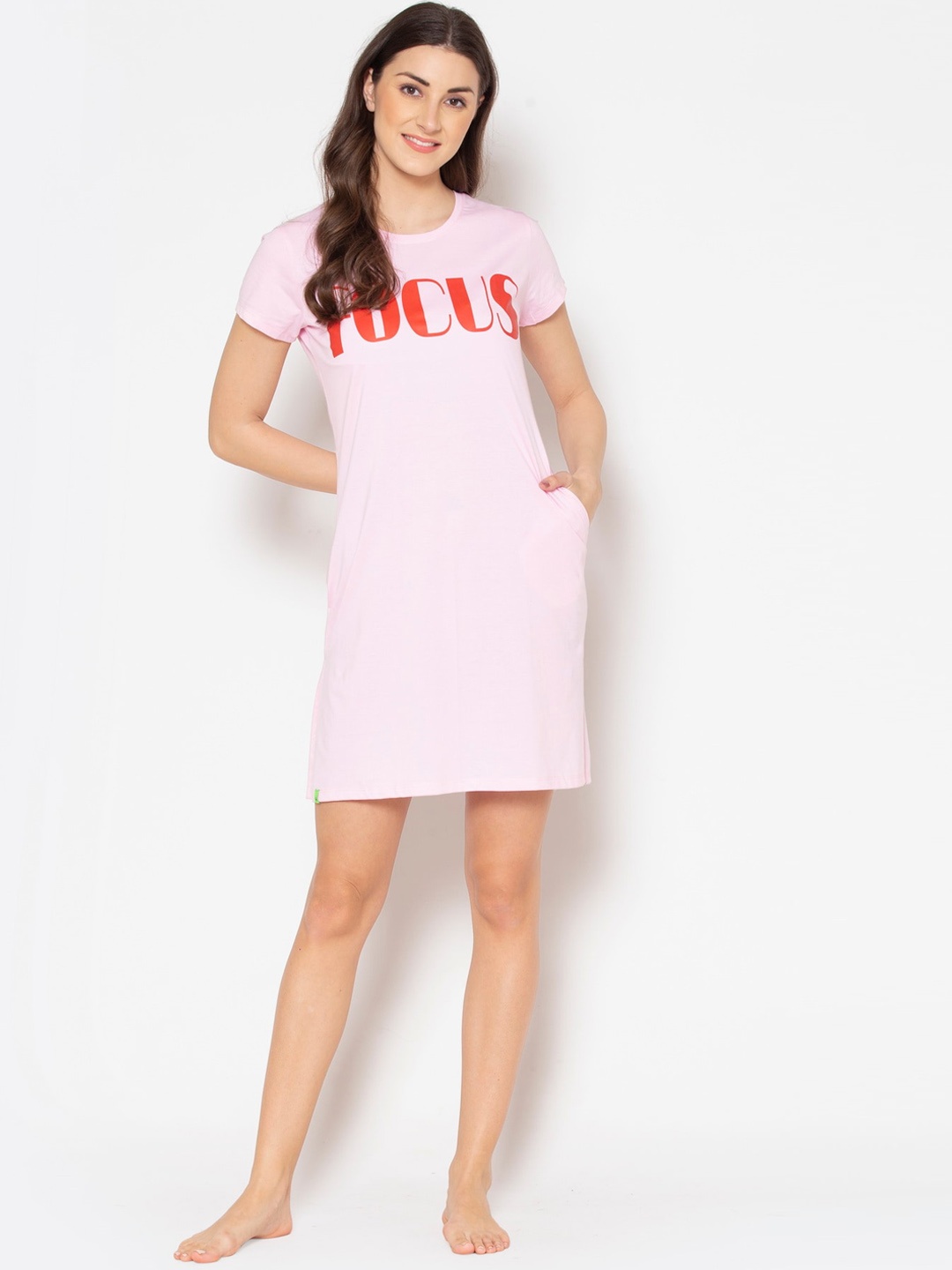 

TITTLI Typography Printed Longline Nightdress, Pink