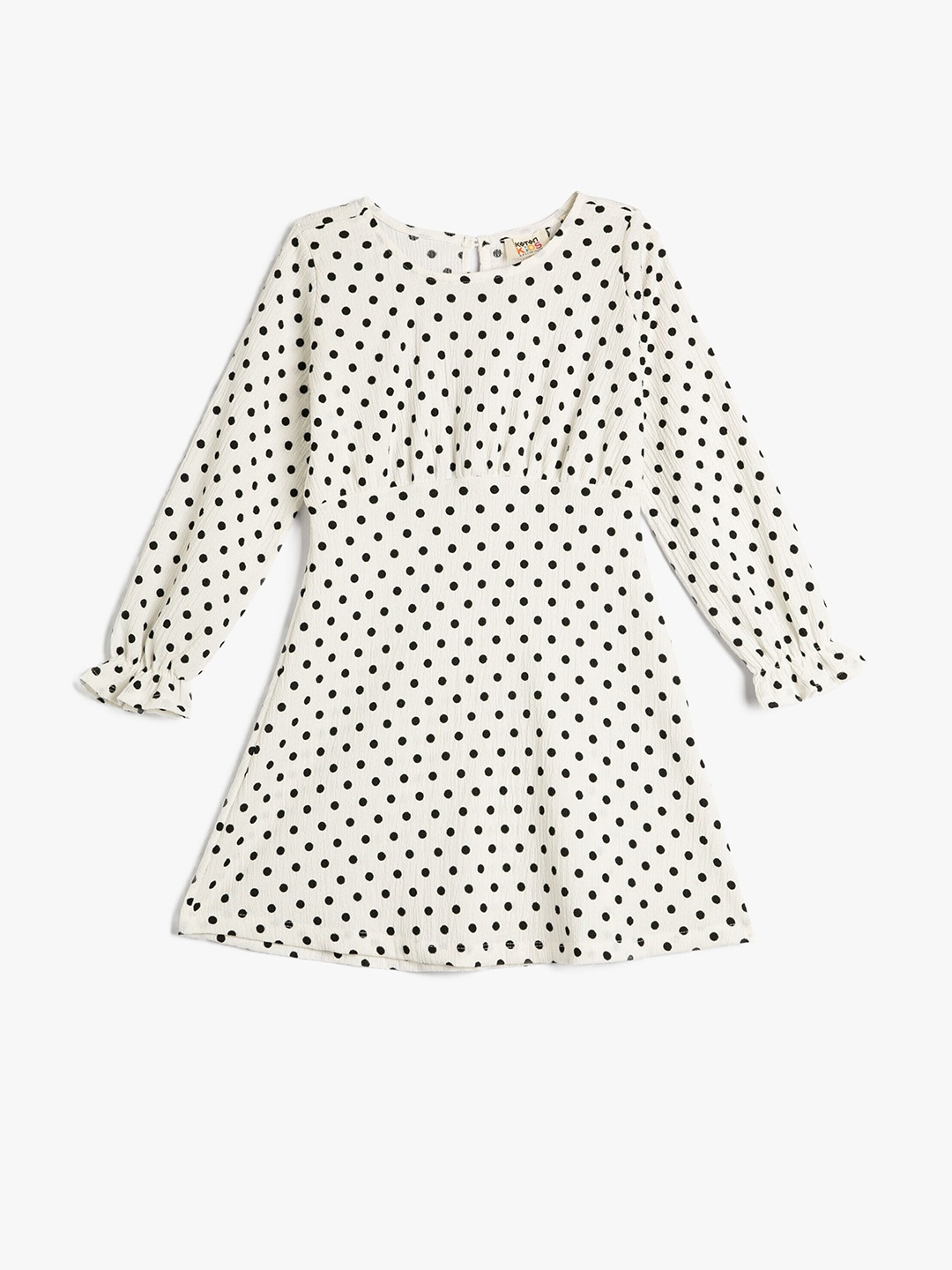 

Koton Girls Polka Dots Printed Round Neck A-Line Dress, Off white