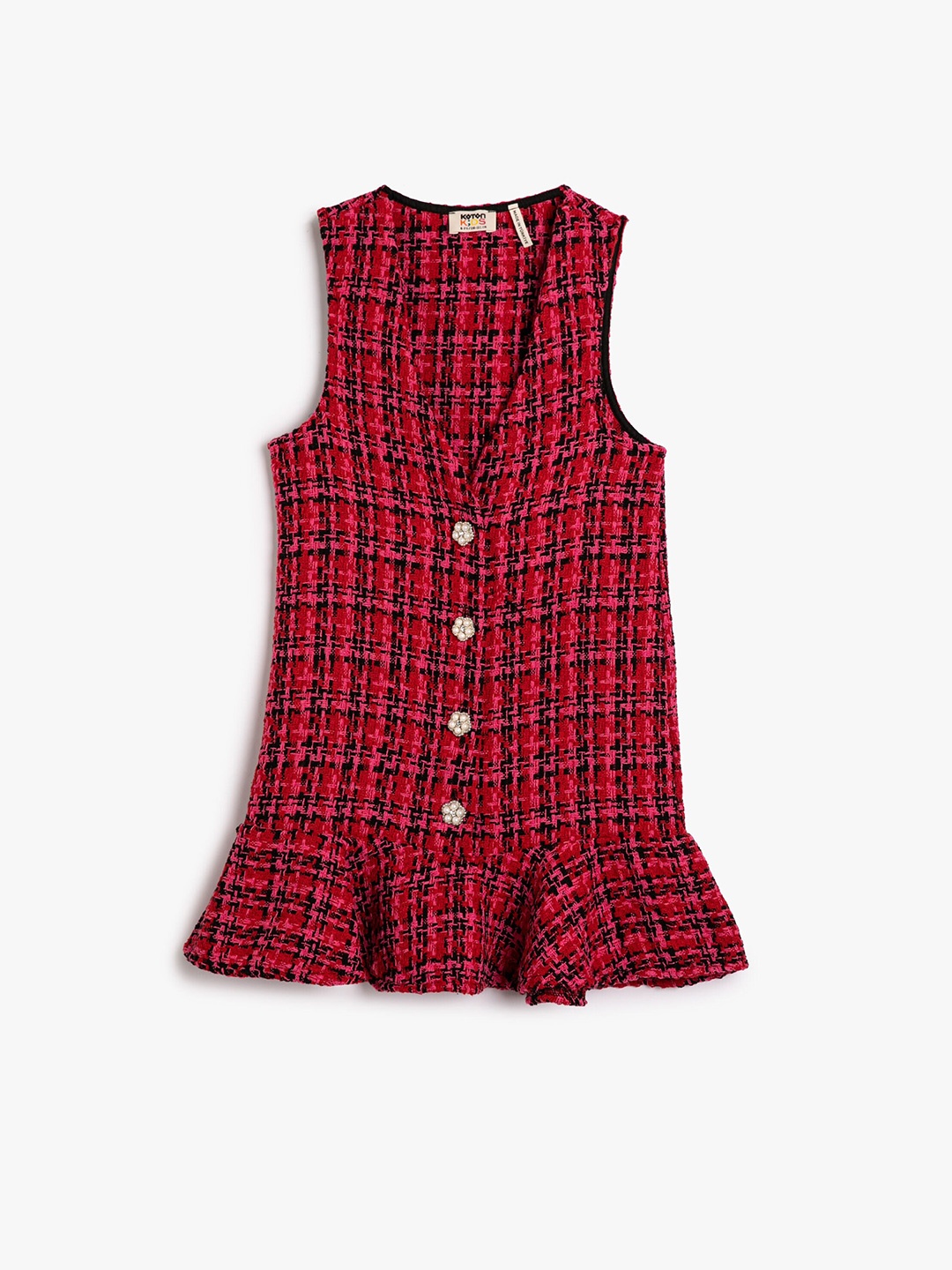 

Koton Girls Geometric Printed Sleeveless A-Line Dress, Red