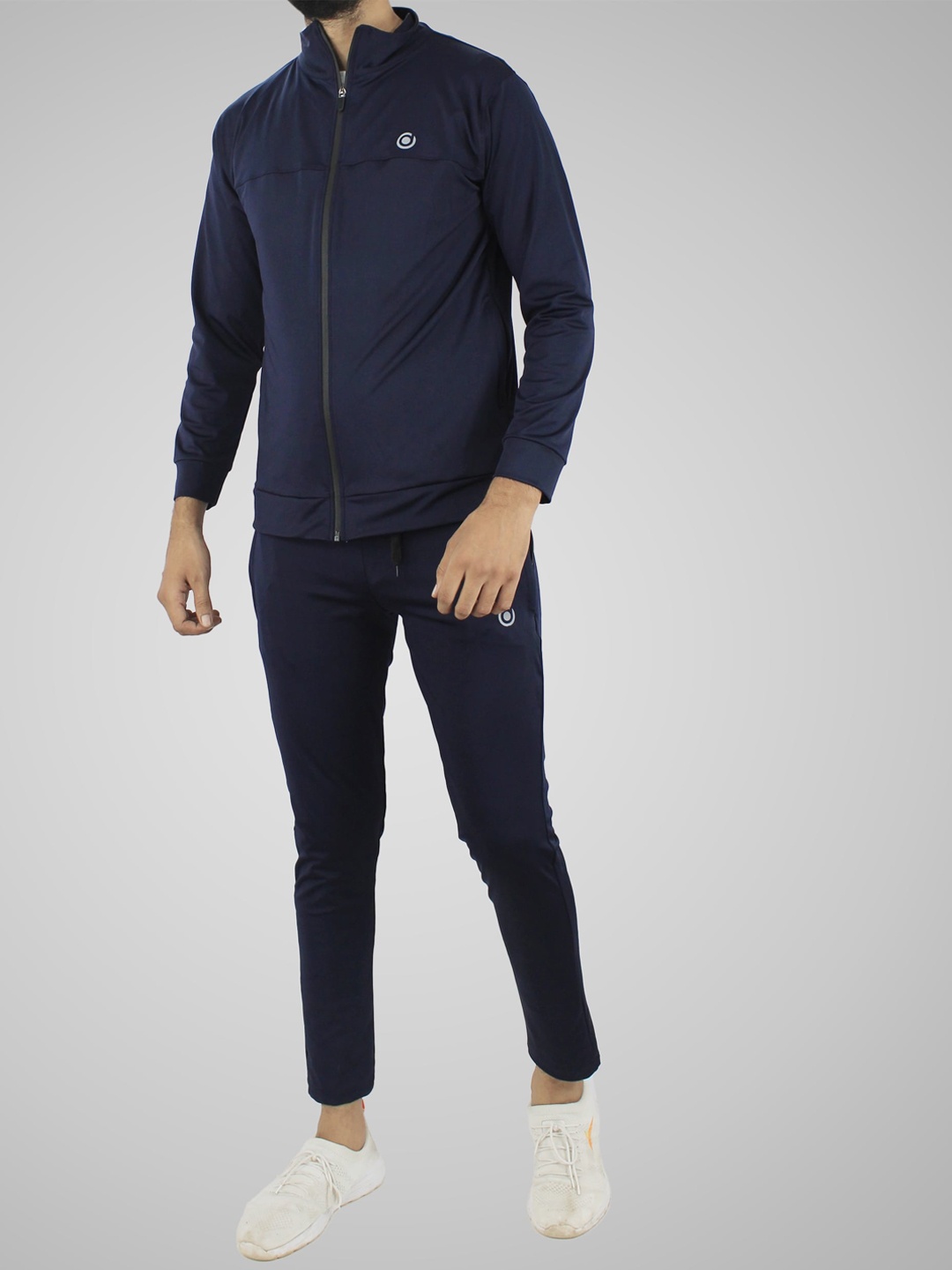 

Fasha Mock Collar Jacket & Mid Rise Track Pants, Navy blue