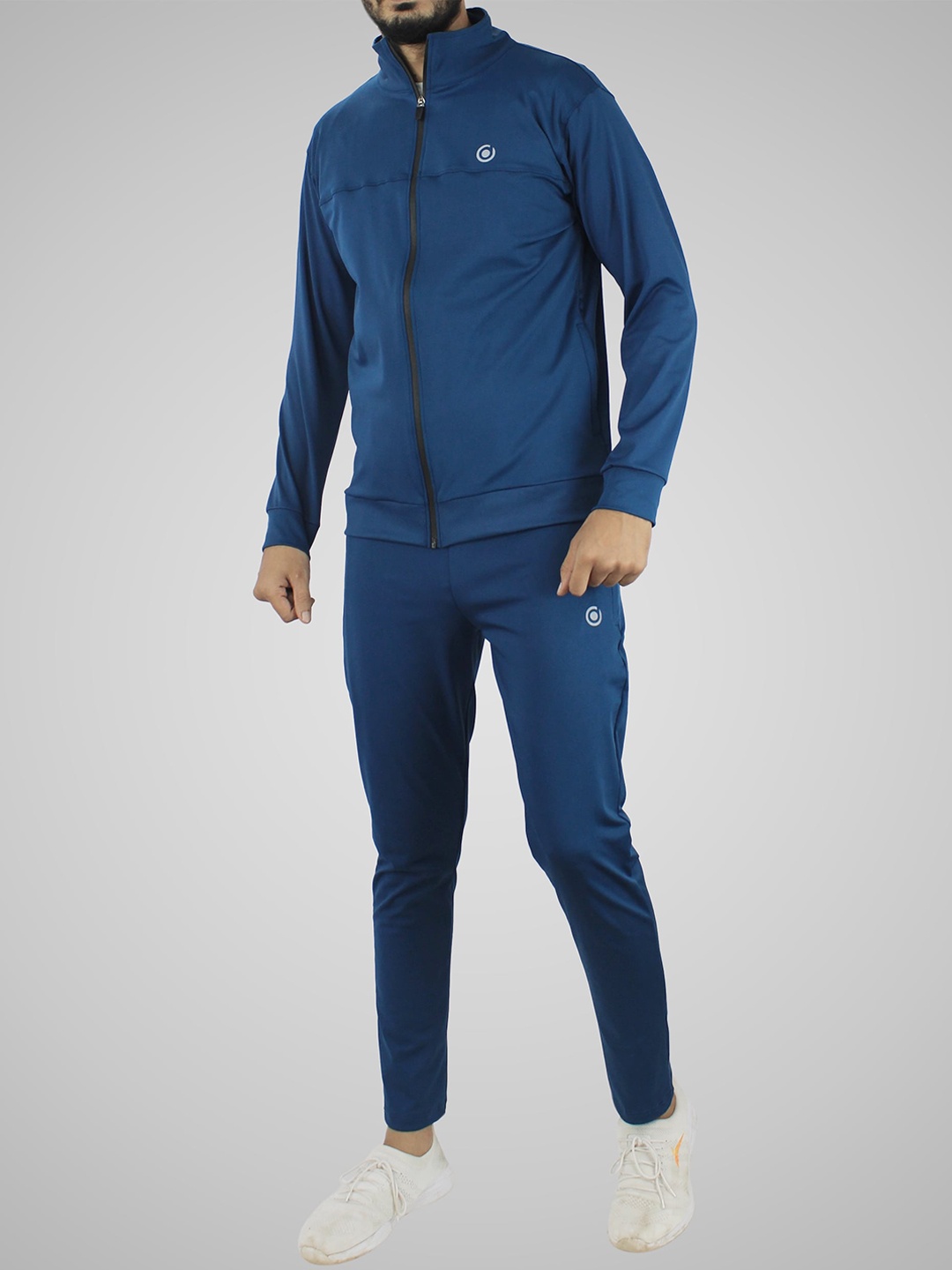 

Fasha Mock Collar Jacket & Mid Rise Track Pants, Blue