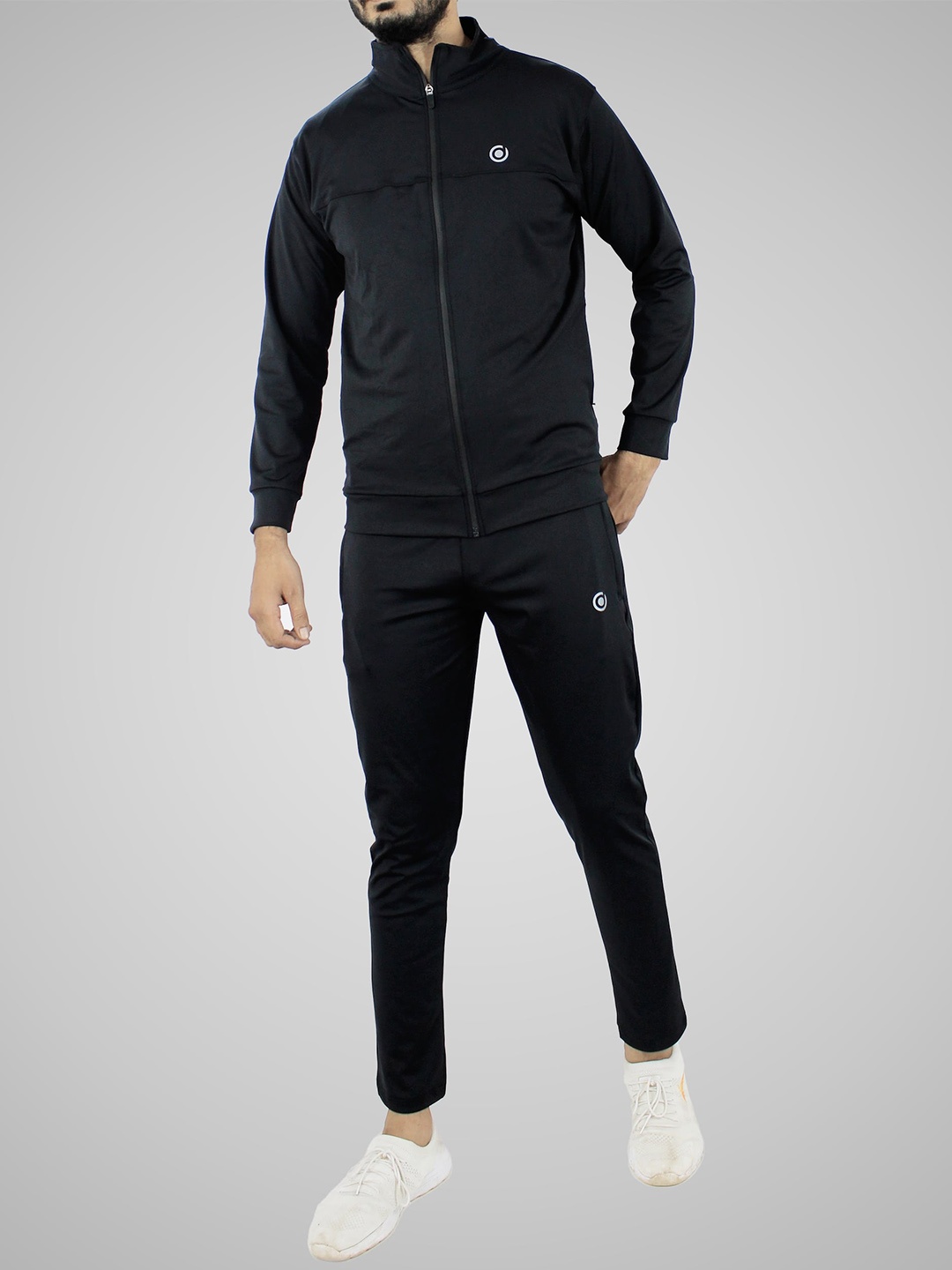 

Fasha Men Mid-Rise Mock Collar Tracksuits, Black