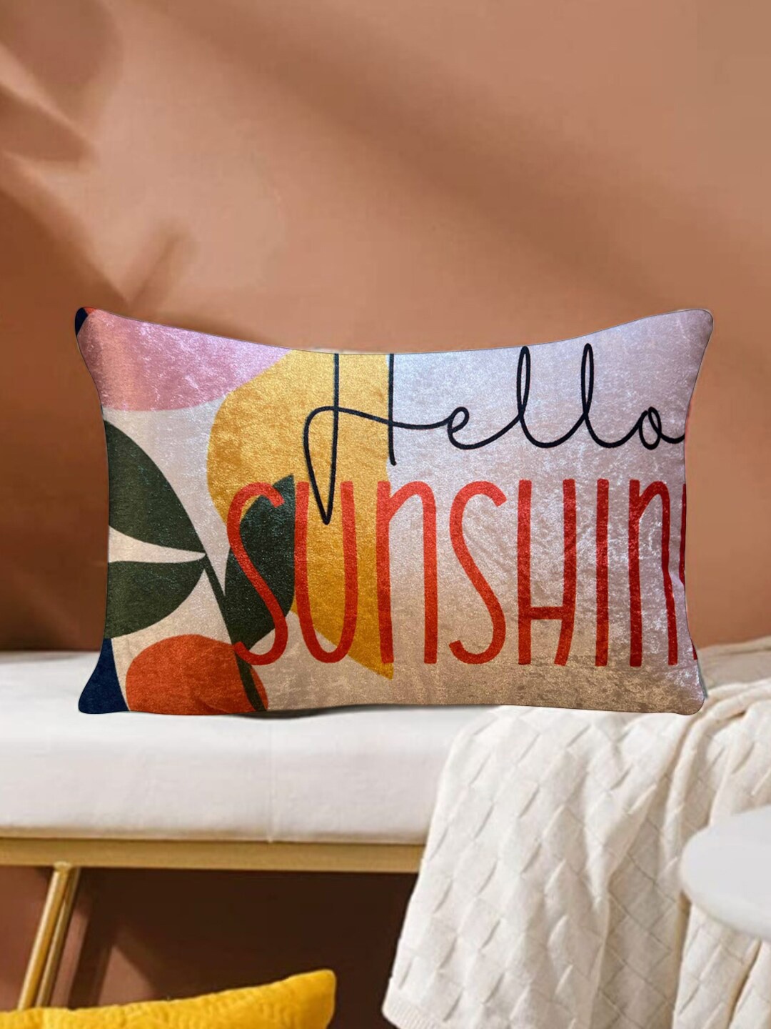 

Tasseled Home Beige & Red Quirky Rectangle Cushion Cover