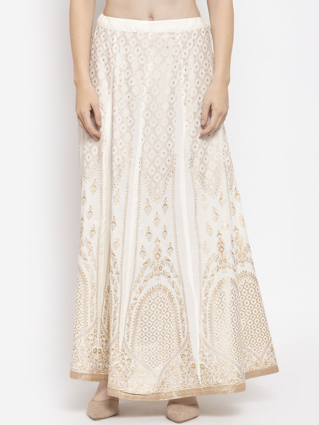

Clora Creation Printed Flared Maxi Skirt, Cream