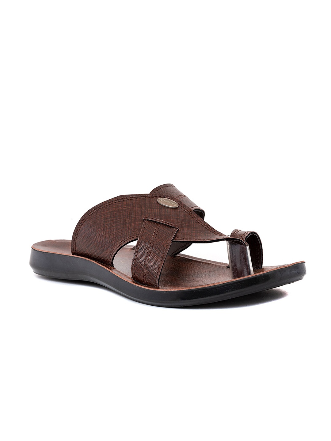 

Khadims Men Textured One Toe Comfort Sandals, Brown