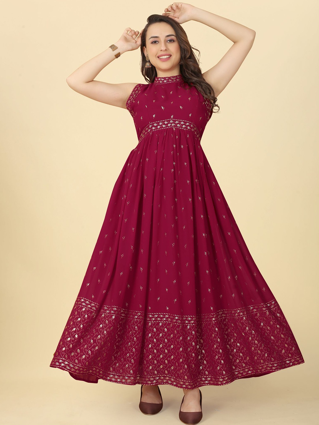 

KALINI Printed Georgette Gown Ethnic Dress, Pink