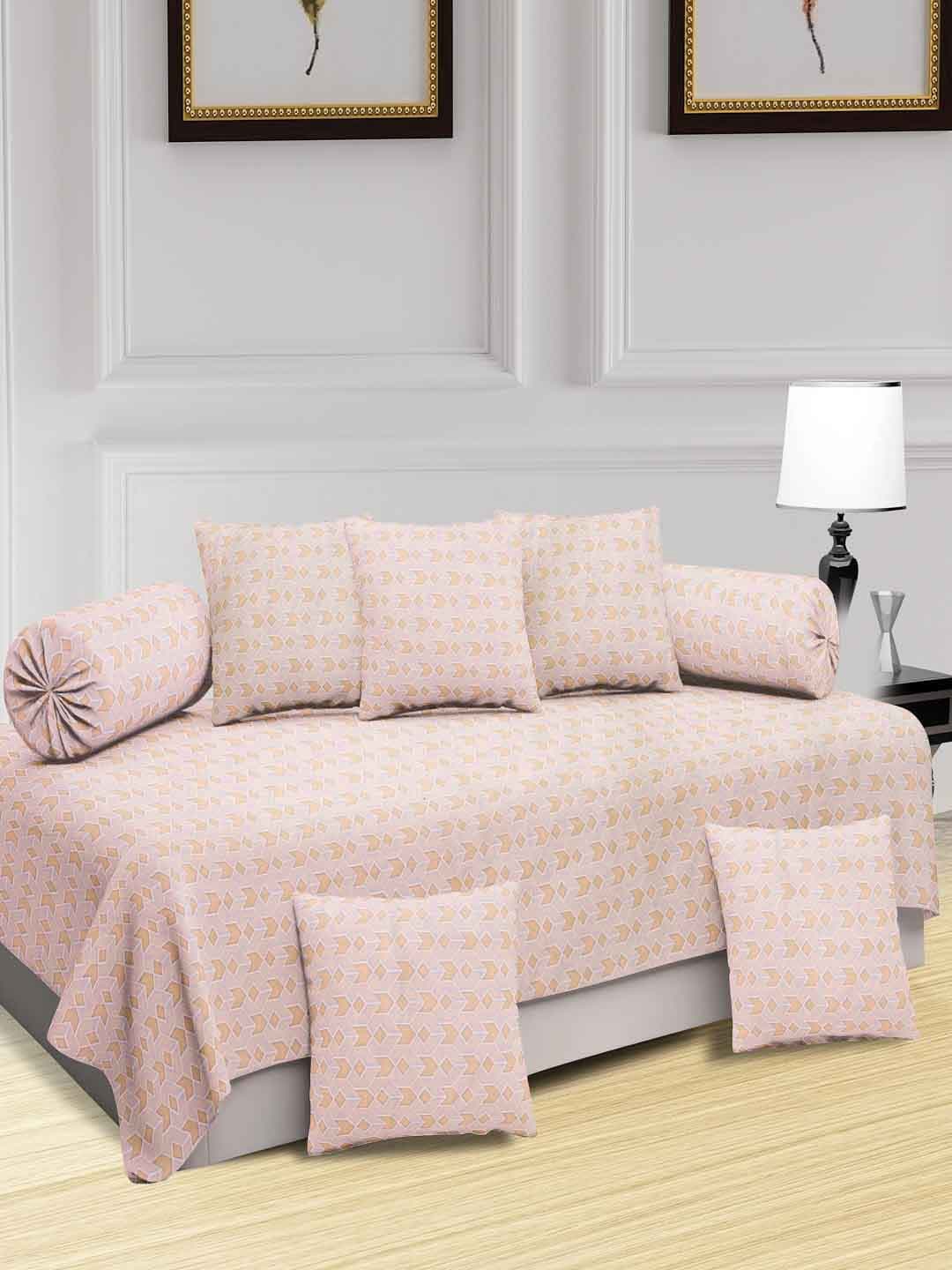 

KLOTTHE Orange 8 Pieces Printed Diwan Set