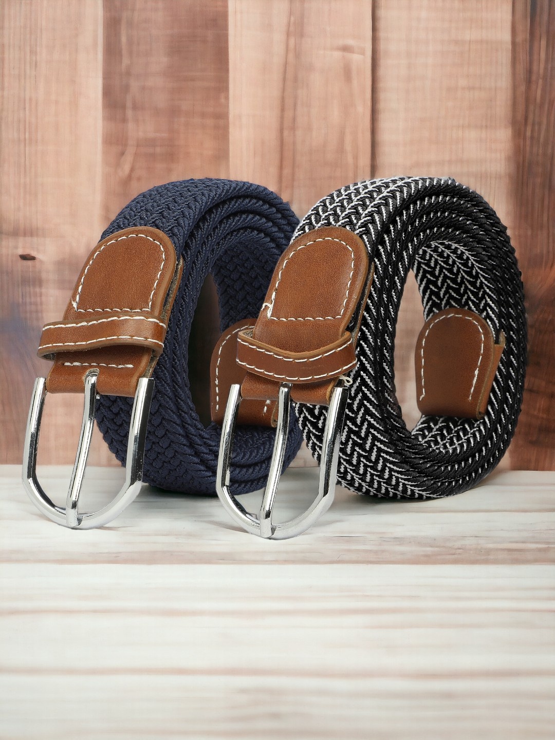 

CRUSSET Men Set of 2 Textured Belt, Black