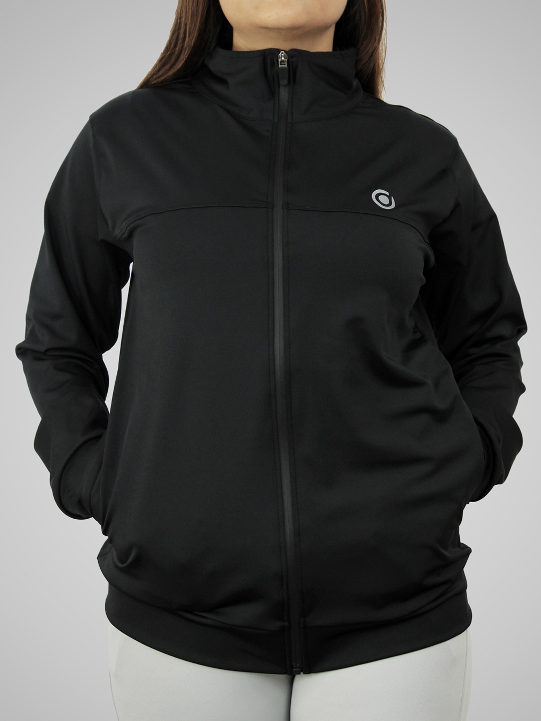 

Fasha Mock Collar Long Sleeves Training or Gym Sporty Jacket, Black