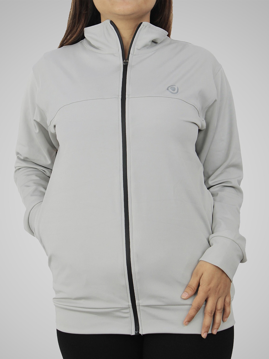 

Fasha Mock Collar Long Sleeves Training or Gym Sporty Jacket, Grey