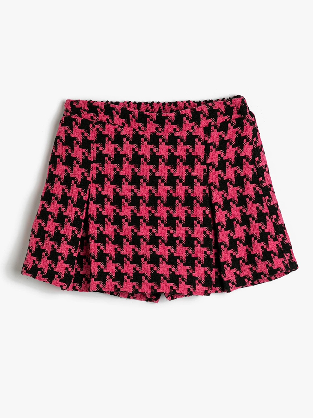 

Koton Girls Geometric Self Design Front Slit Skorts, Black
