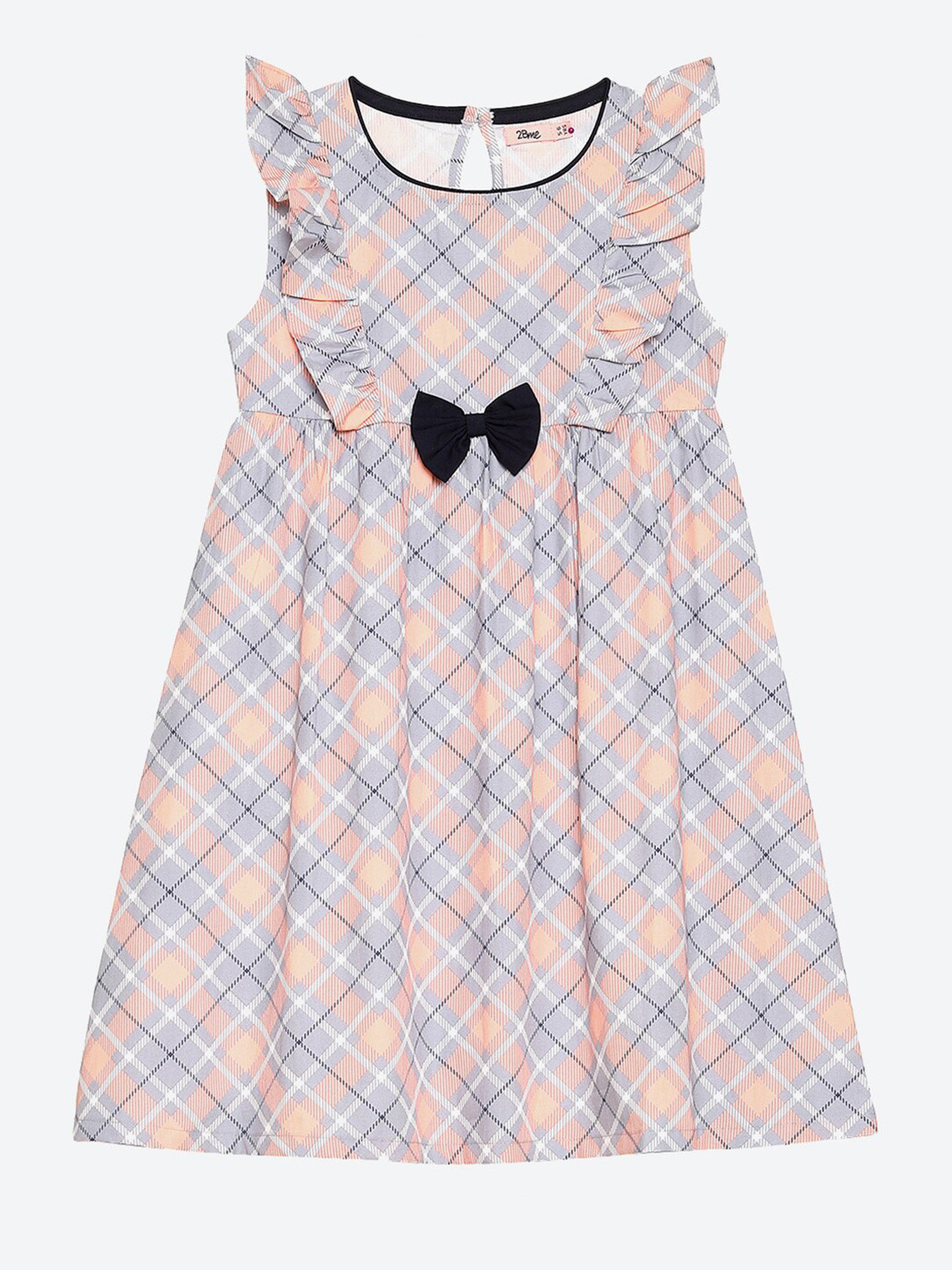 

2Bme Girls Checked Cotton A-Line Dress, Pink