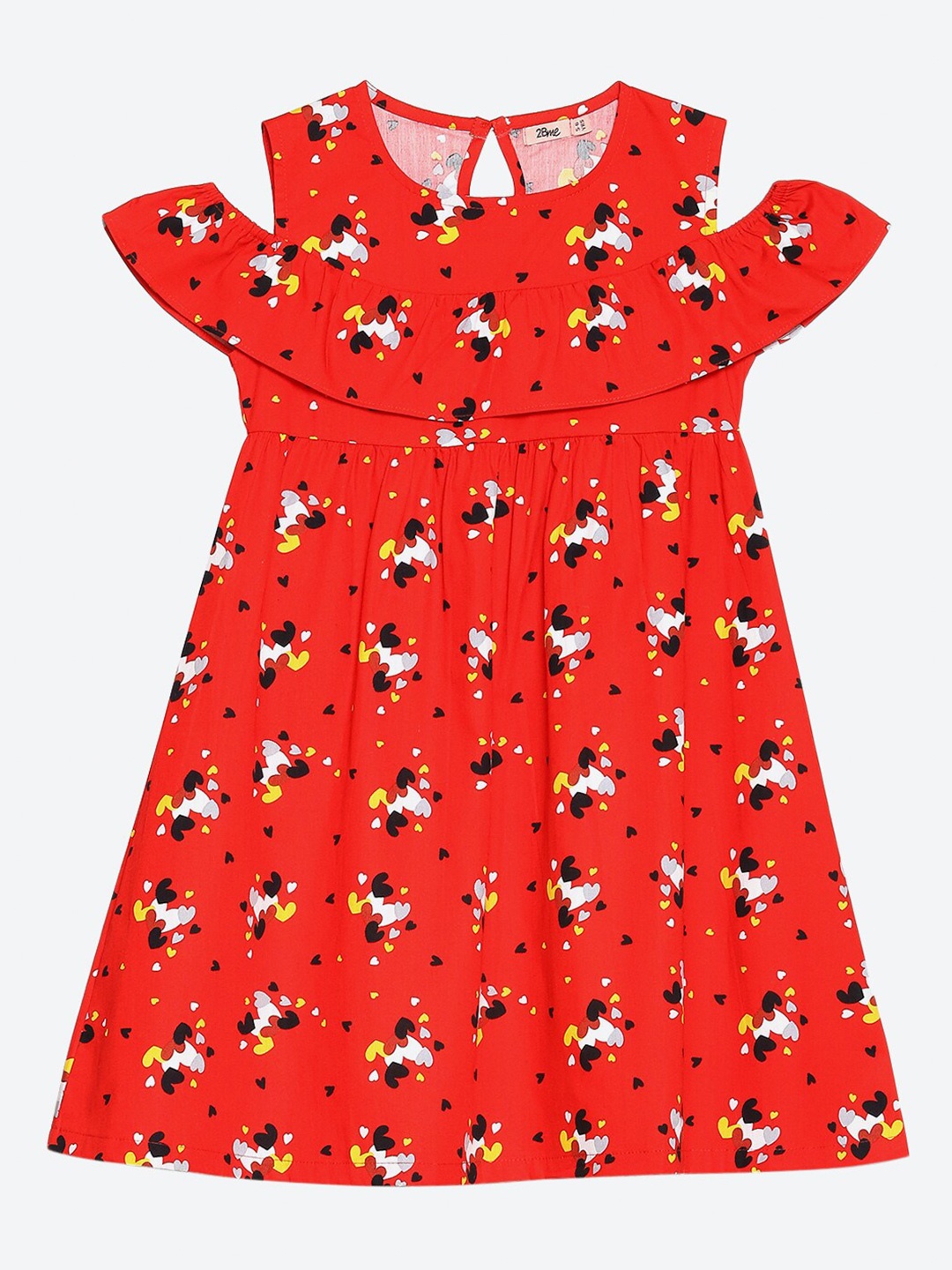 

2Bme Girls Floral Printed Cotton A-Line Dress, Red