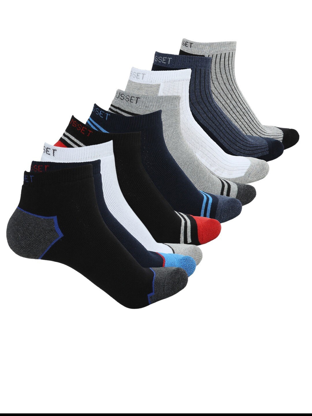 

CRUSSET Men Pack Of 9 Patterned Assorted Ankle-length Socks