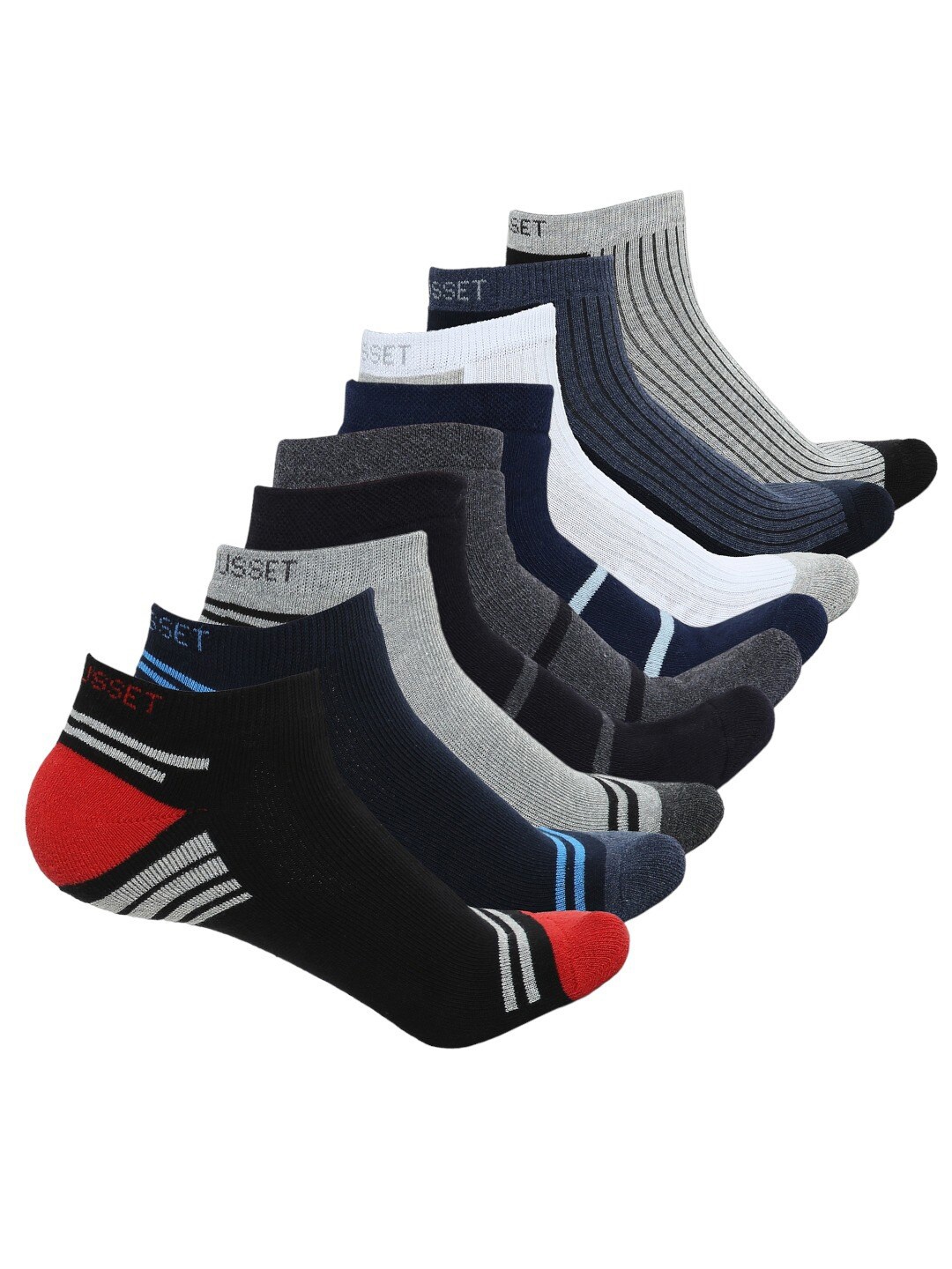 

CRUSSET Men Pack Of 9 Patterned Assorted Ankle-length Socks