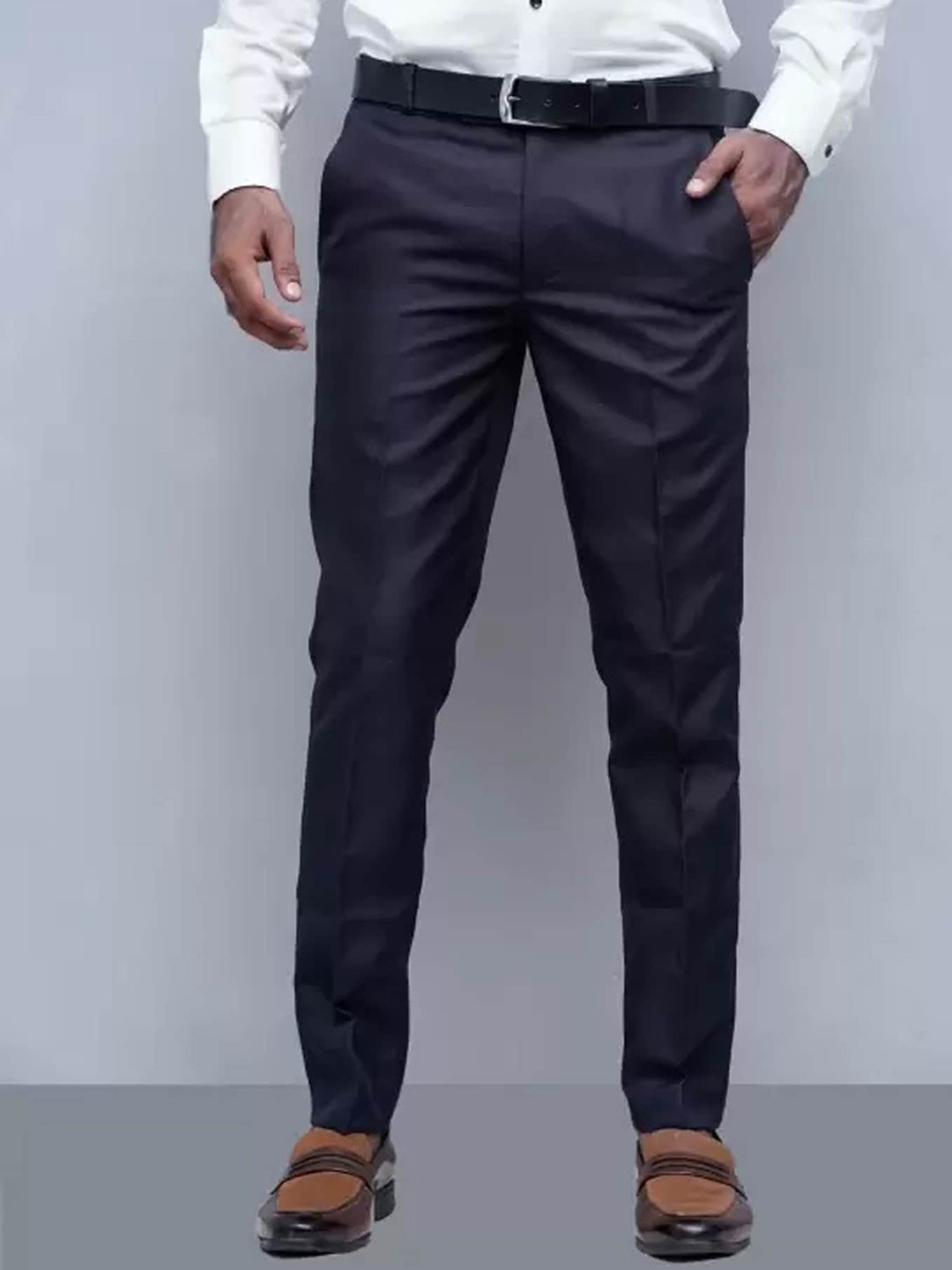 

FUBAR Men Relaxed Mid-Rise Easy Wash Formal Trouser, Blue