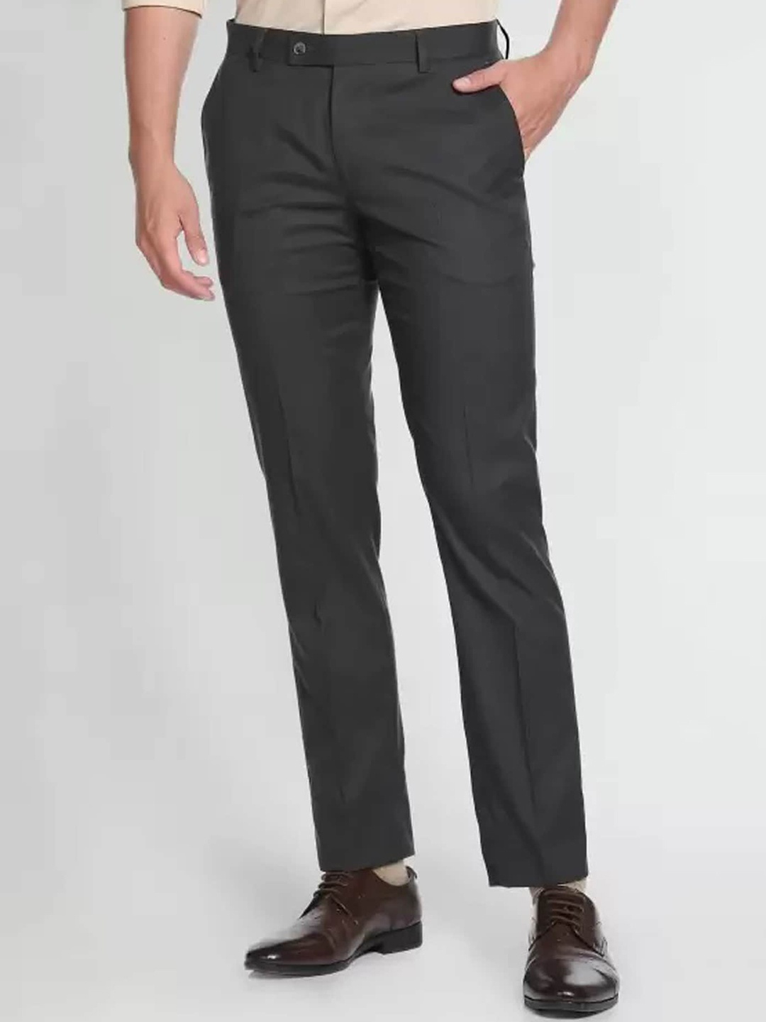 

FUBAR Men Relaxed Mid-Rise Easy Wash Formal Trousers, Grey
